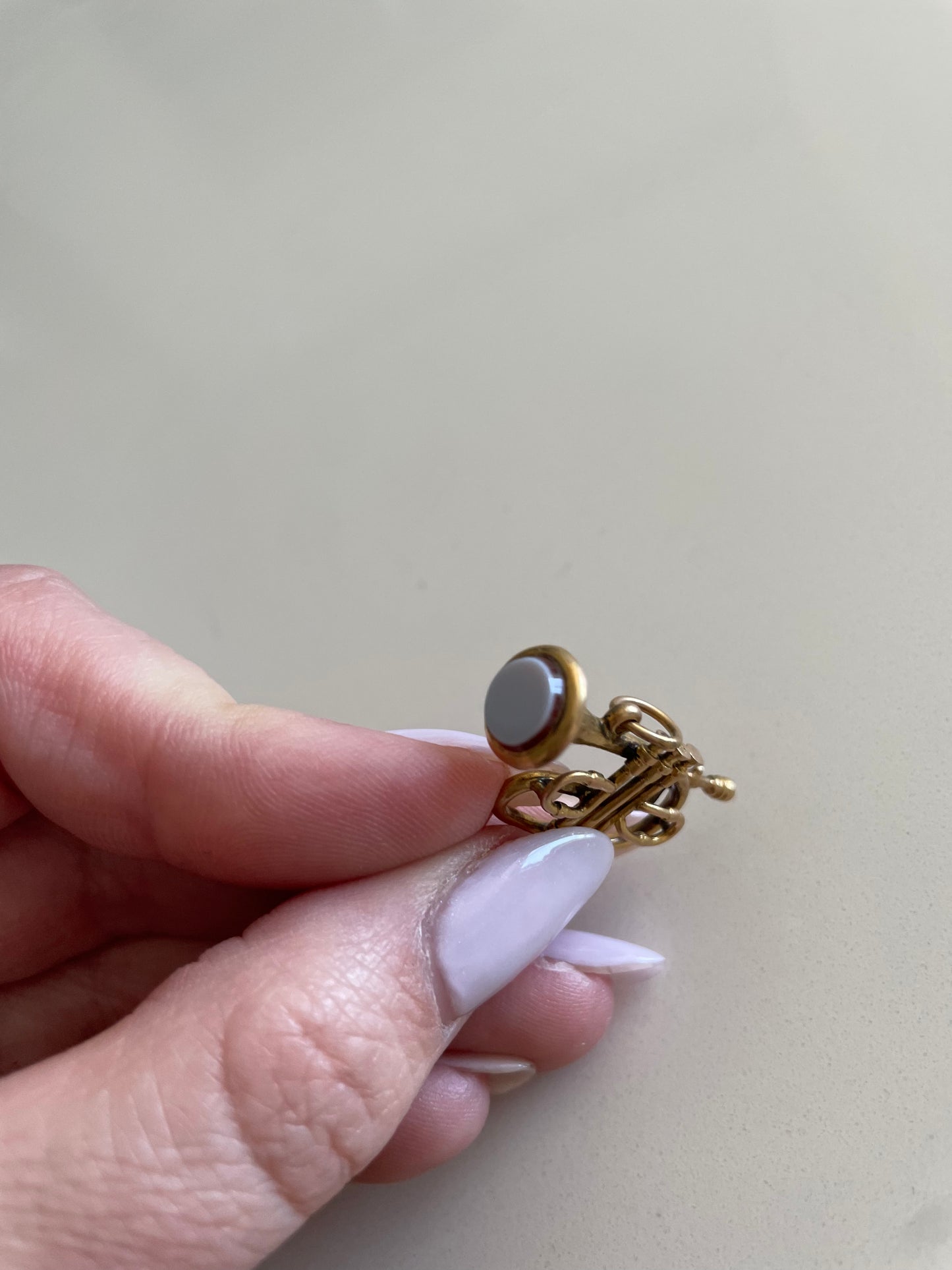 Bloodstone and 14k Trombone Charm