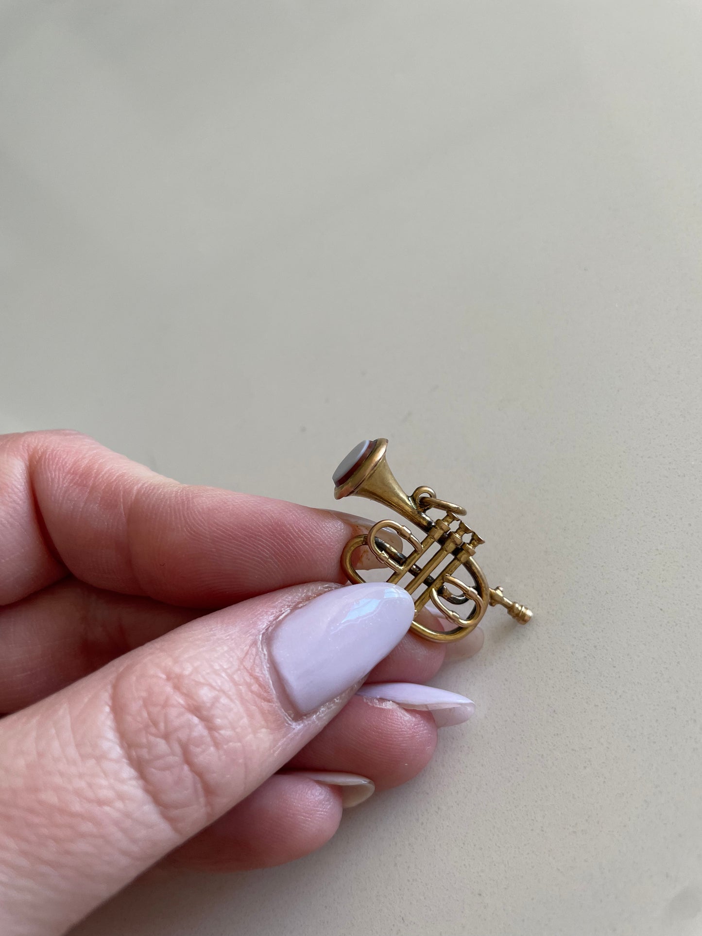 Bloodstone and 14k Trombone Charm