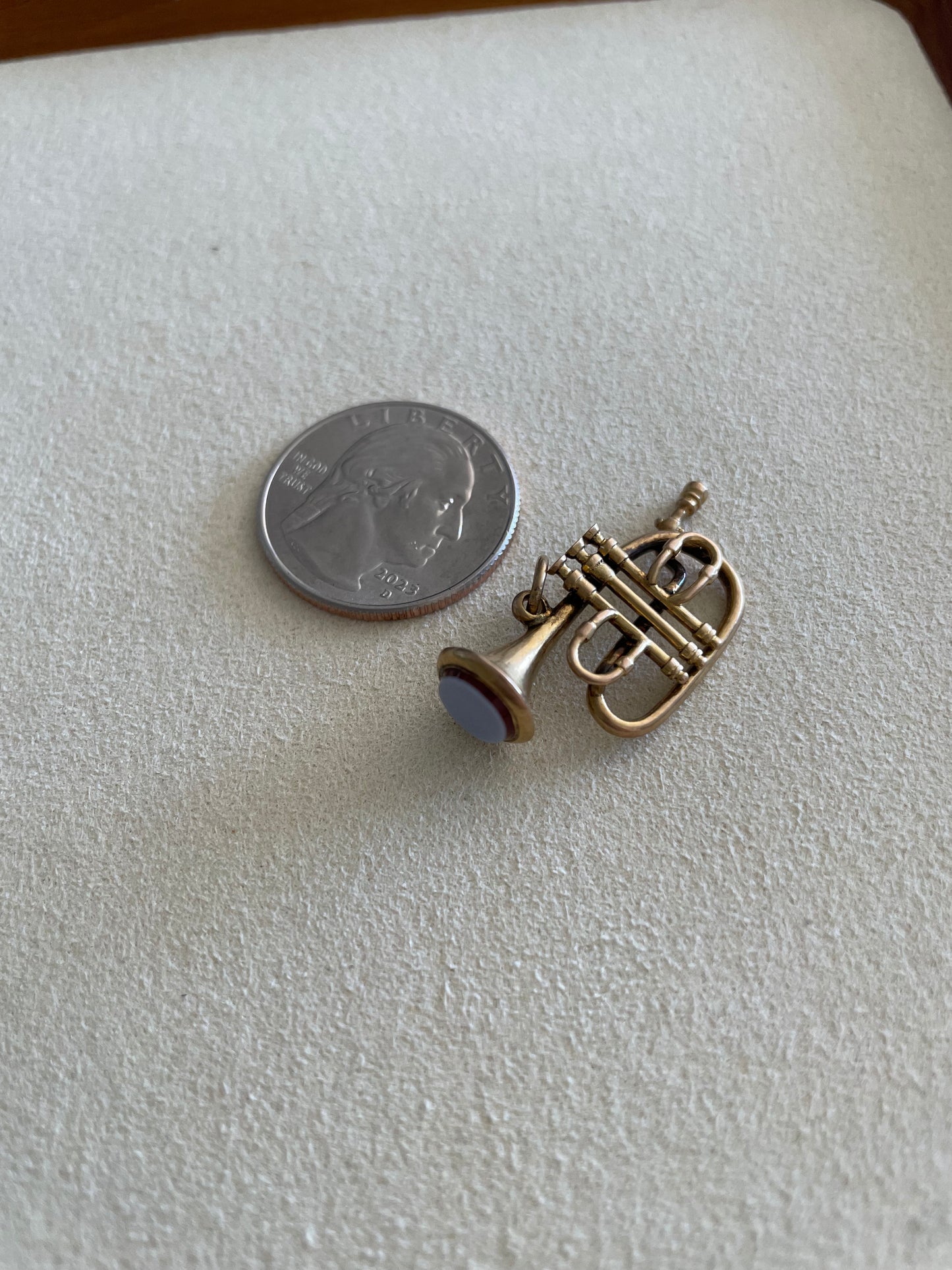 Bloodstone and 14k Trombone Charm