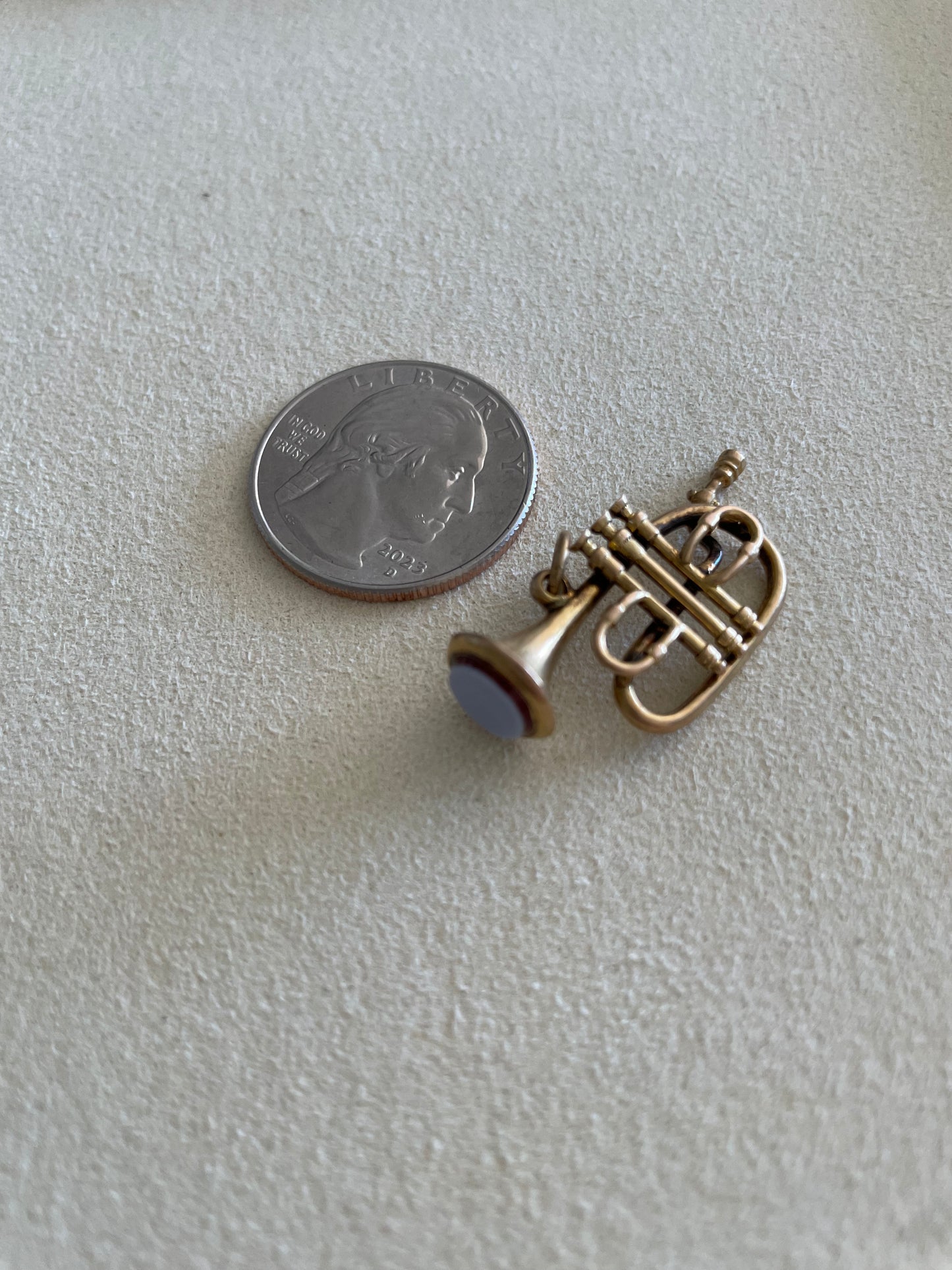 Bloodstone and 14k Trombone Charm