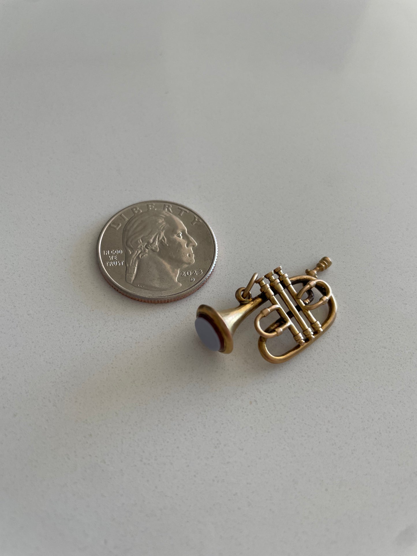 Bloodstone and 14k Trombone Charm