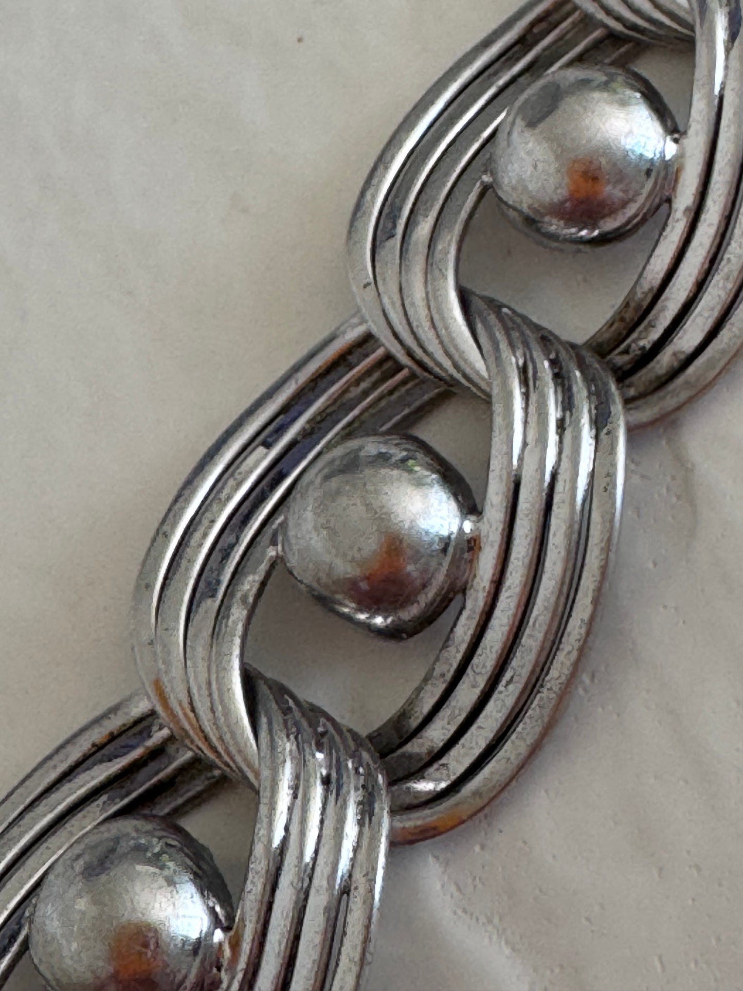 Estate vintage 1950s Harry S Bick sterling silver modernist geometric link bracelet mid-century designer jewelry