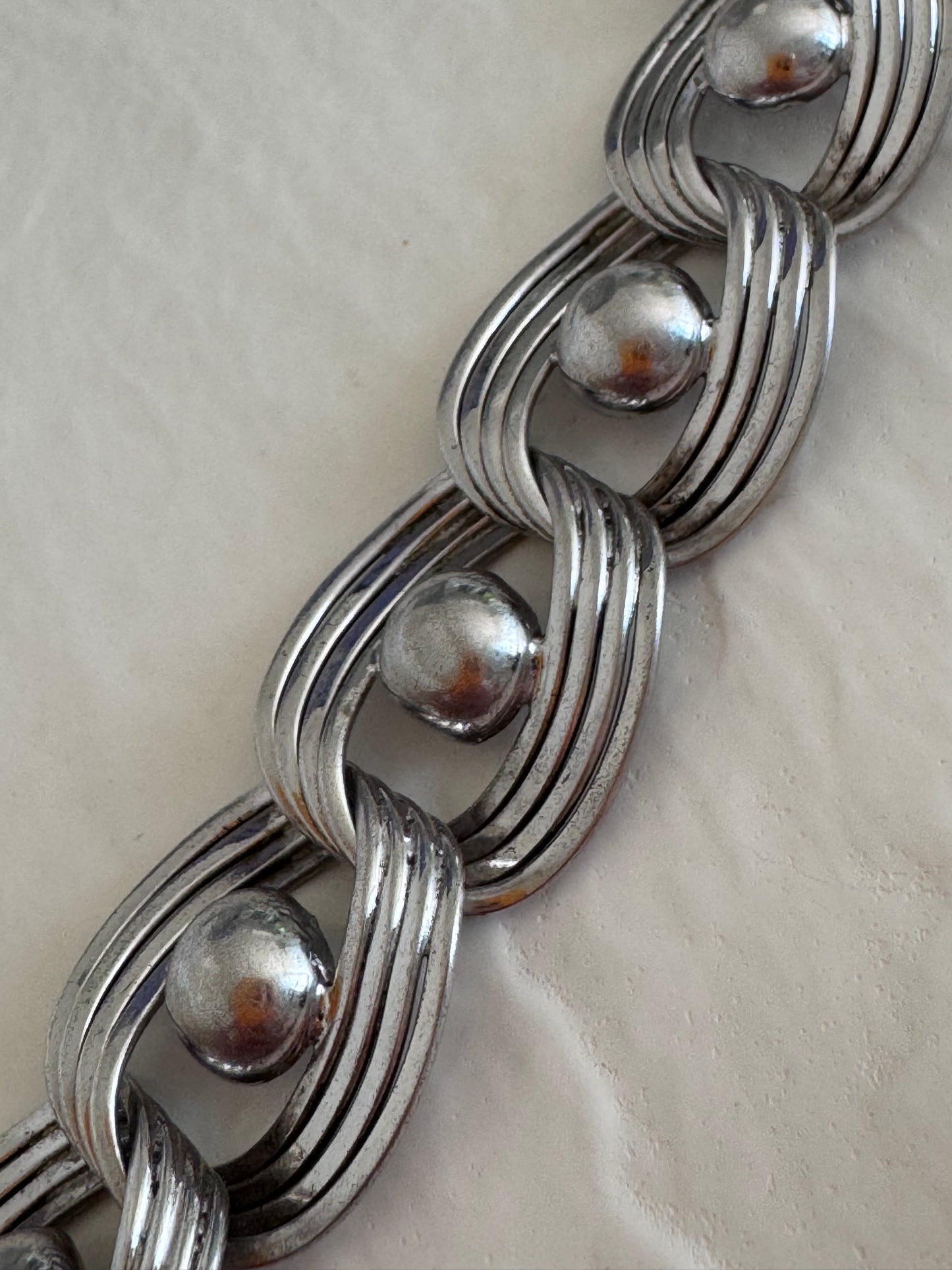 Estate vintage 1950s Harry S Bick sterling silver modernist geometric link bracelet mid-century designer jewelry