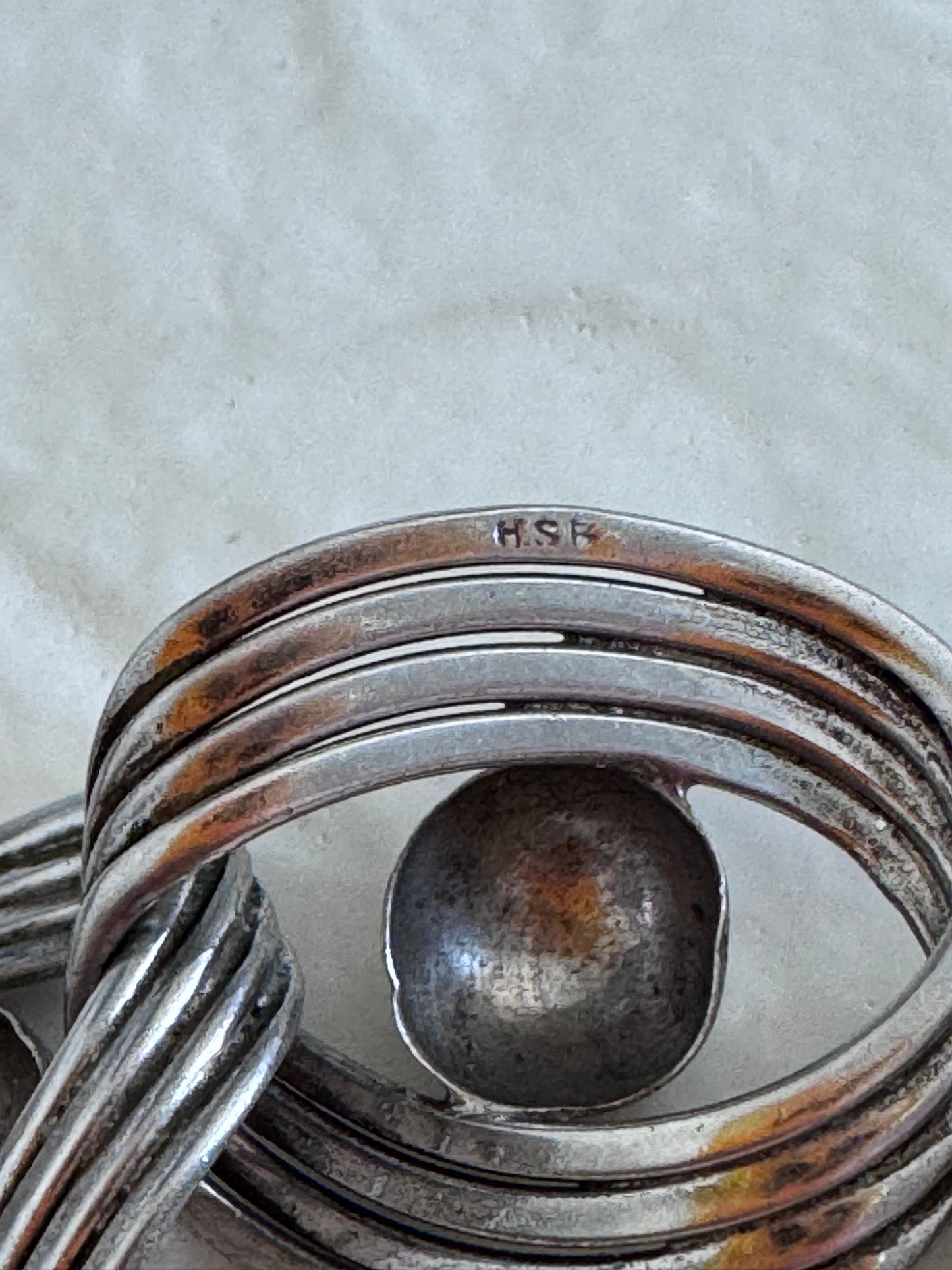 Estate vintage 1950s Harry S Bick sterling silver modernist geometric link bracelet mid-century designer jewelry