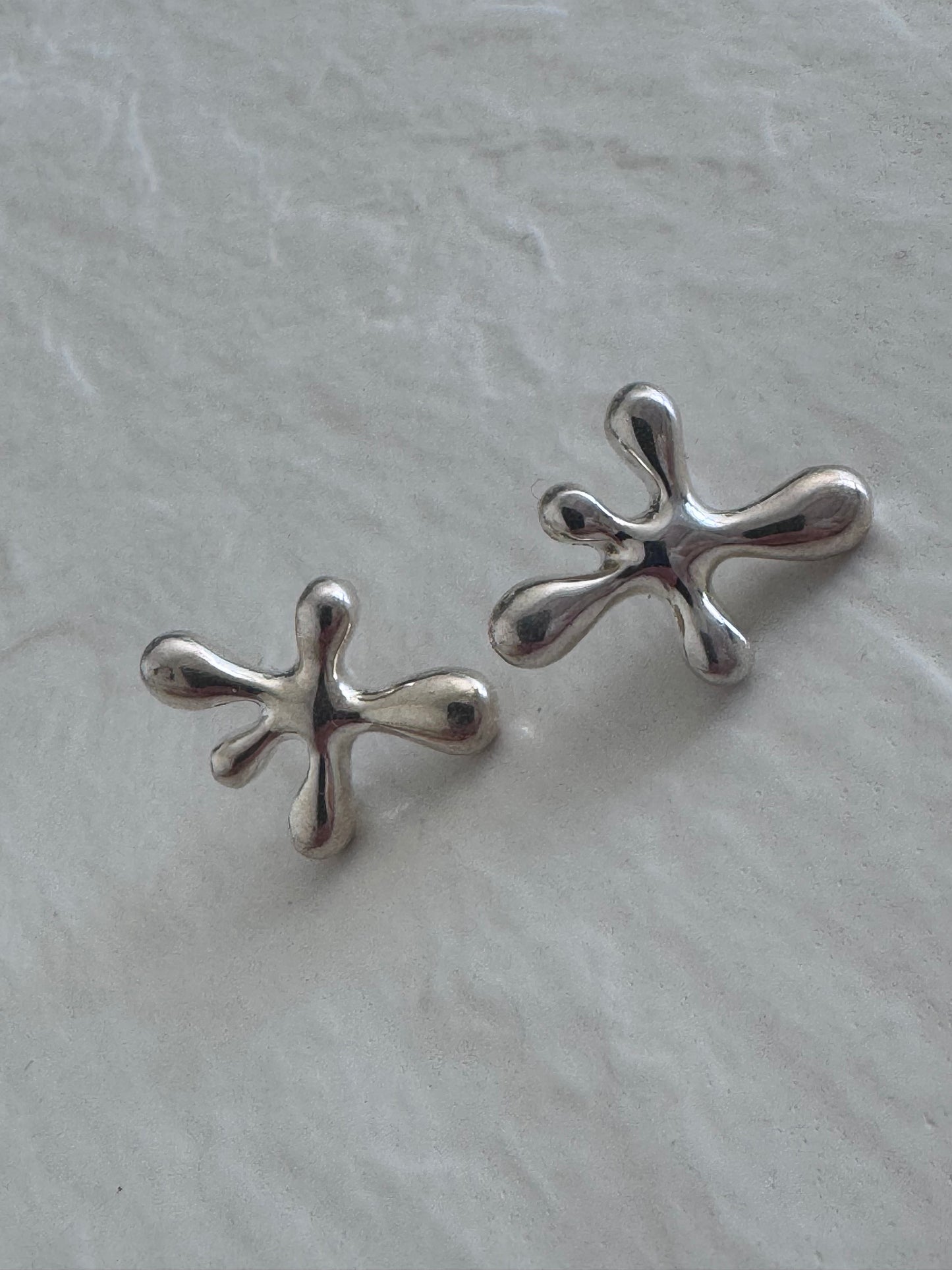 Estate Angela Cummings sterling silver sculptural splat form post earrings AC Studio designer