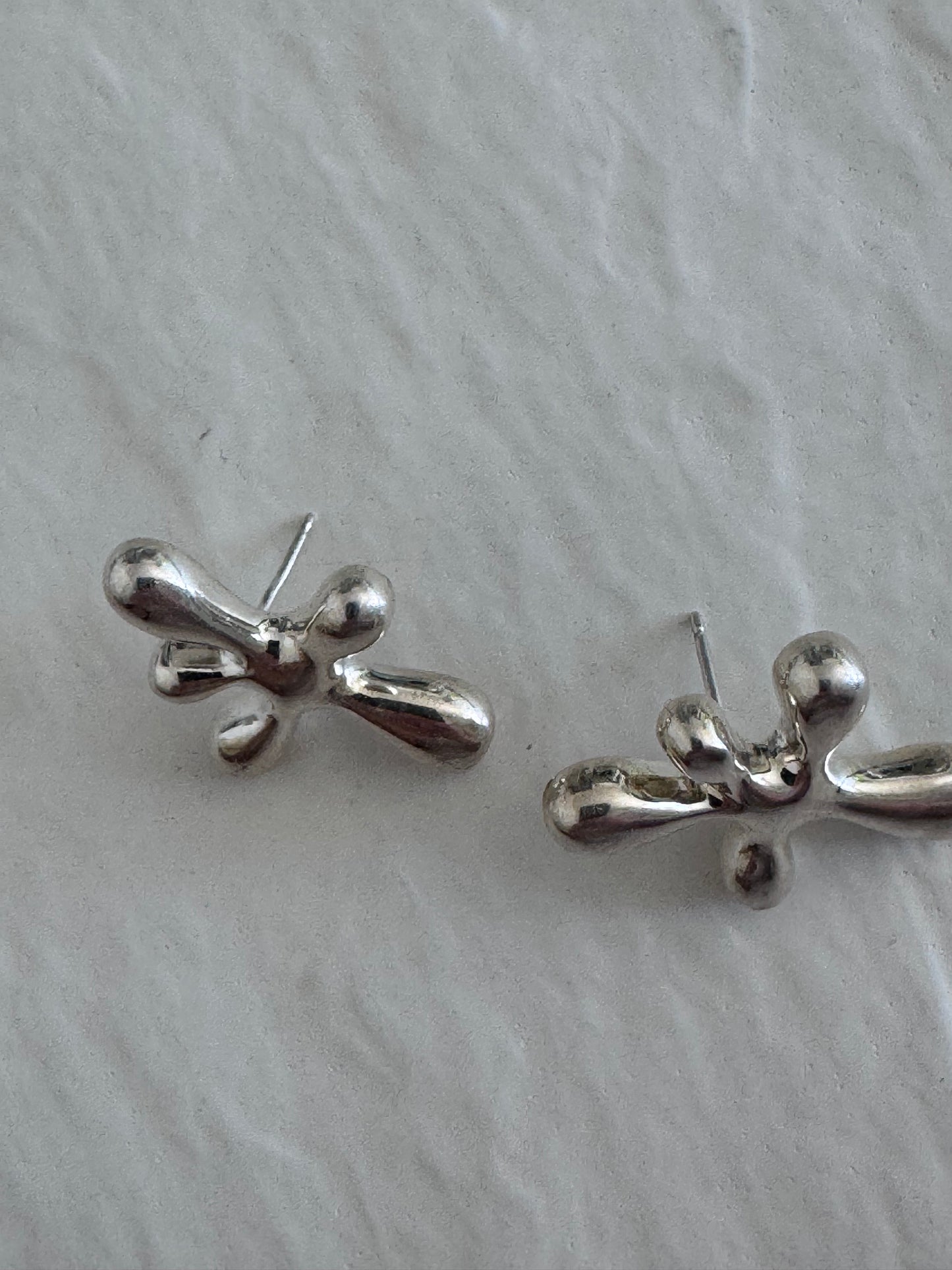 Estate Angela Cummings sterling silver sculptural splat form post earrings AC Studio designer