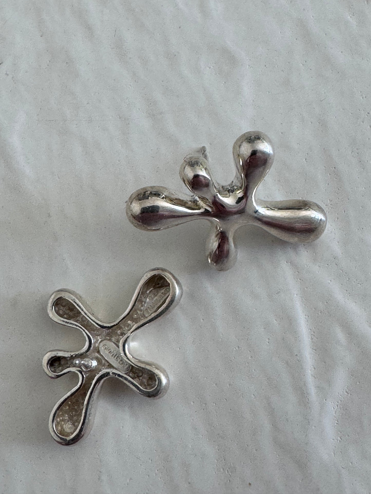 Estate Angela Cummings sterling silver sculptural splat form post earrings AC Studio designer