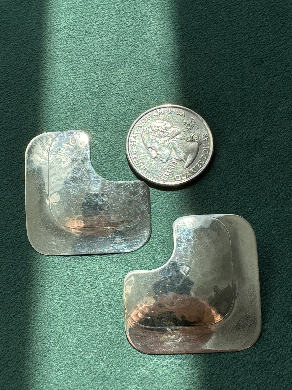 Vintage signed Pearce Sterling Silver Modernist Earrings Layered Geometric Studs Fred and Kate Pearce American Studio Jewelry