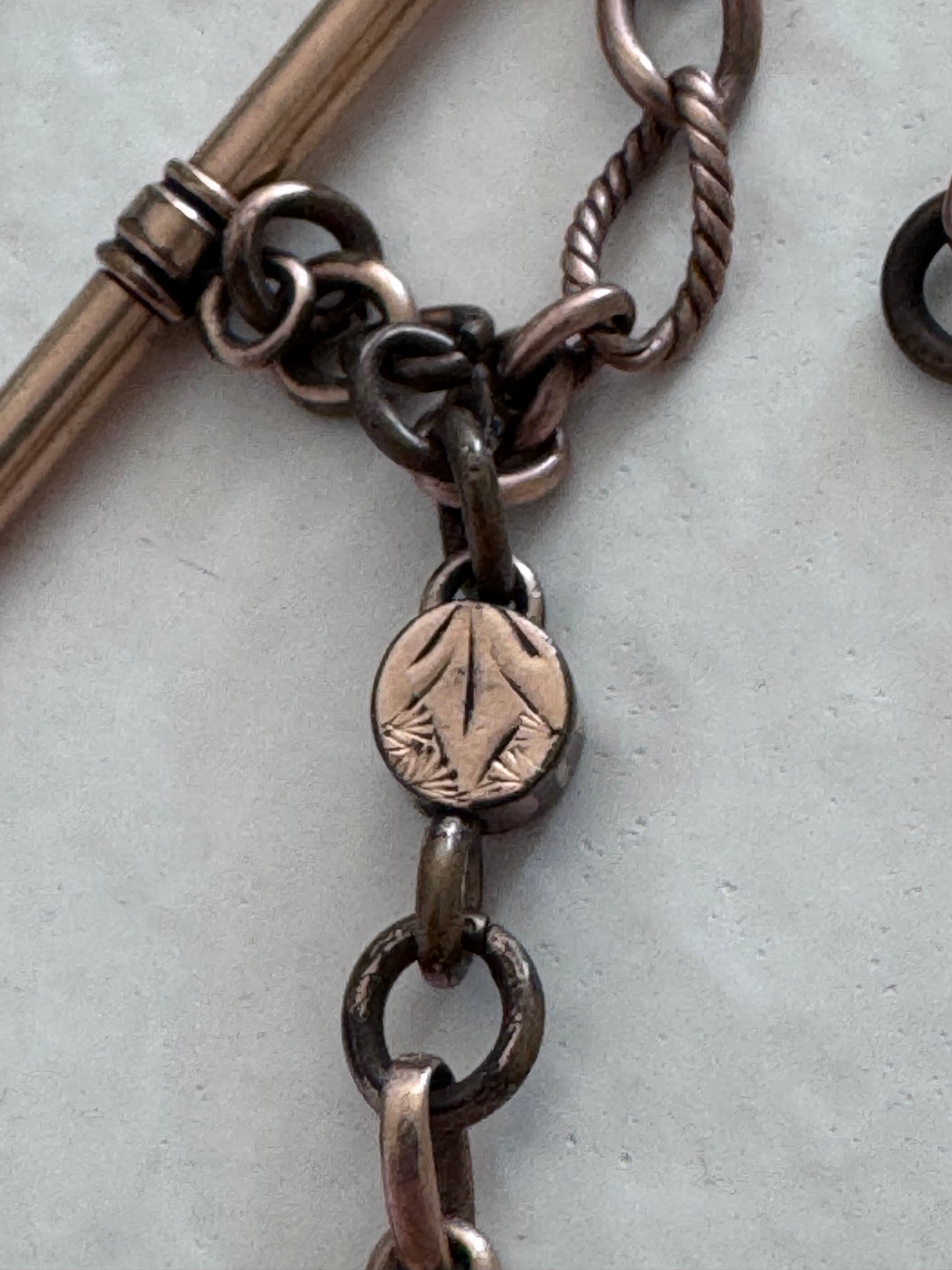 Antique Victorian Rolled Rose Gold Locket Watch Chain Engraved Esther