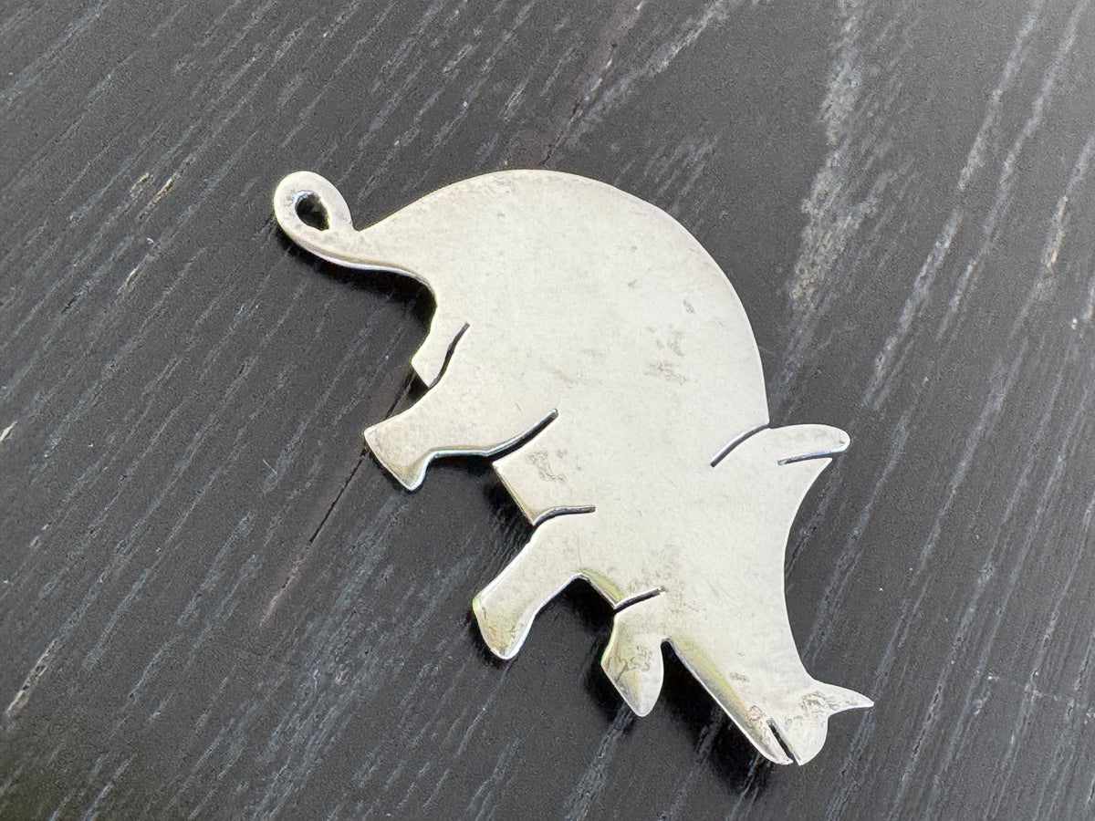 Mexican Sterling Silver Triceratops Brooch Silver Unlimited Figural Dinosaur Pin With a Curly Tail and Zero Regrets