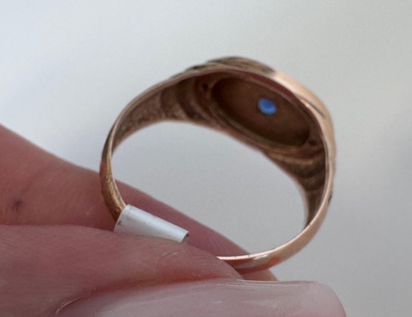Estate 14K Gold Vintage Evil Eye Ring Blue Sapphire