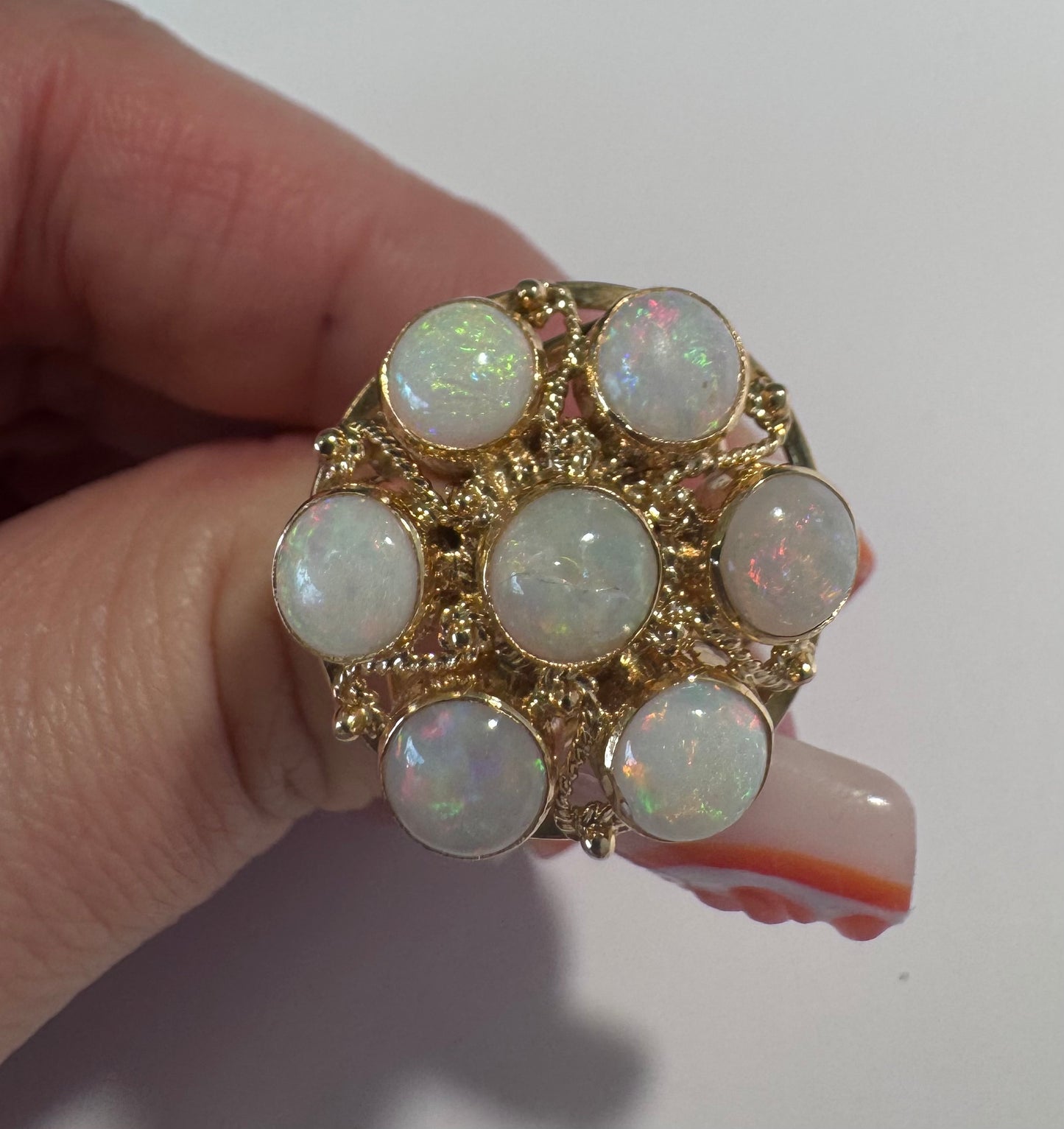 Grand Estate 14K Gold Opal Cluster Ring