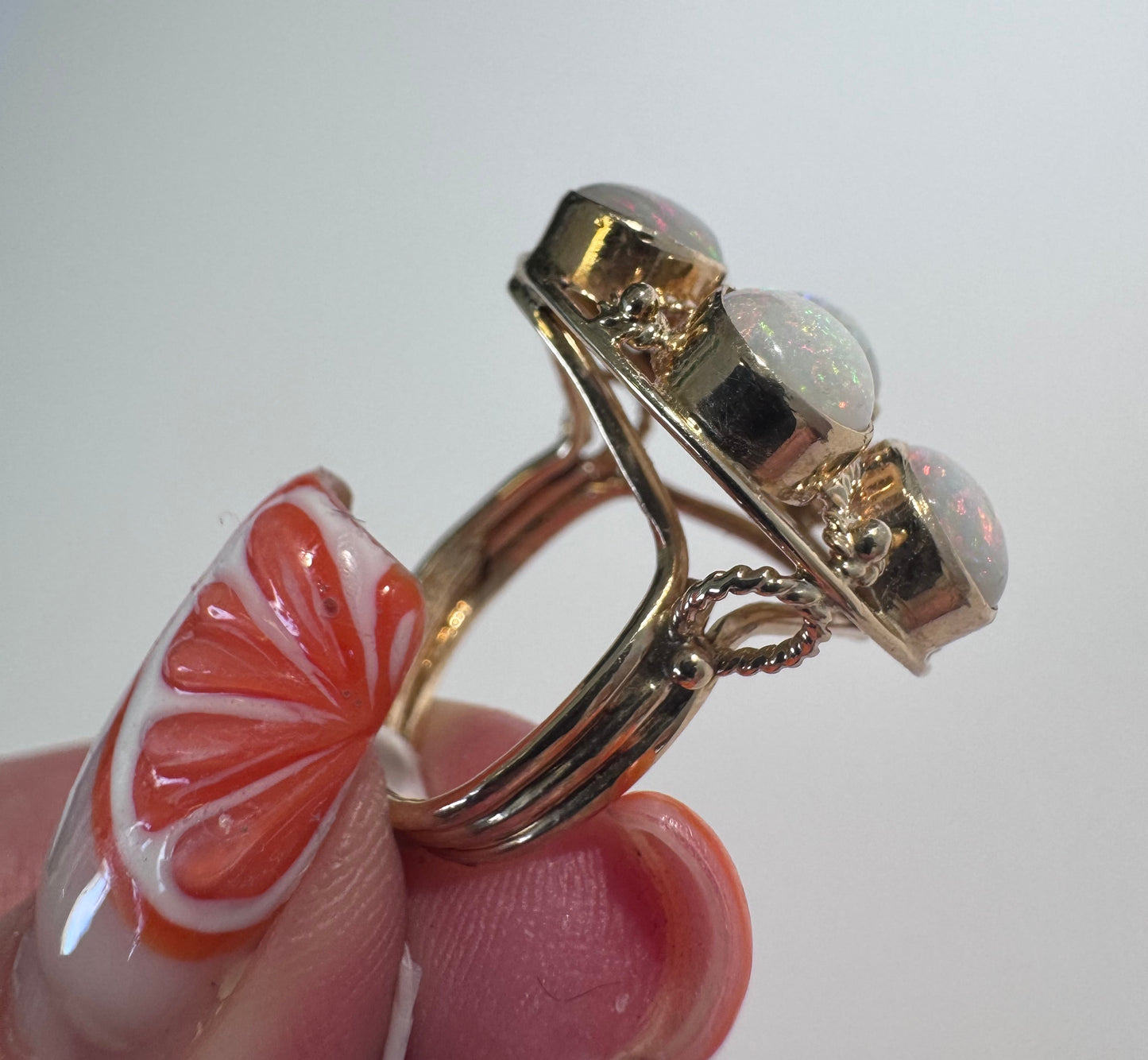 Grand Estate 14K Gold Opal Cluster Ring
