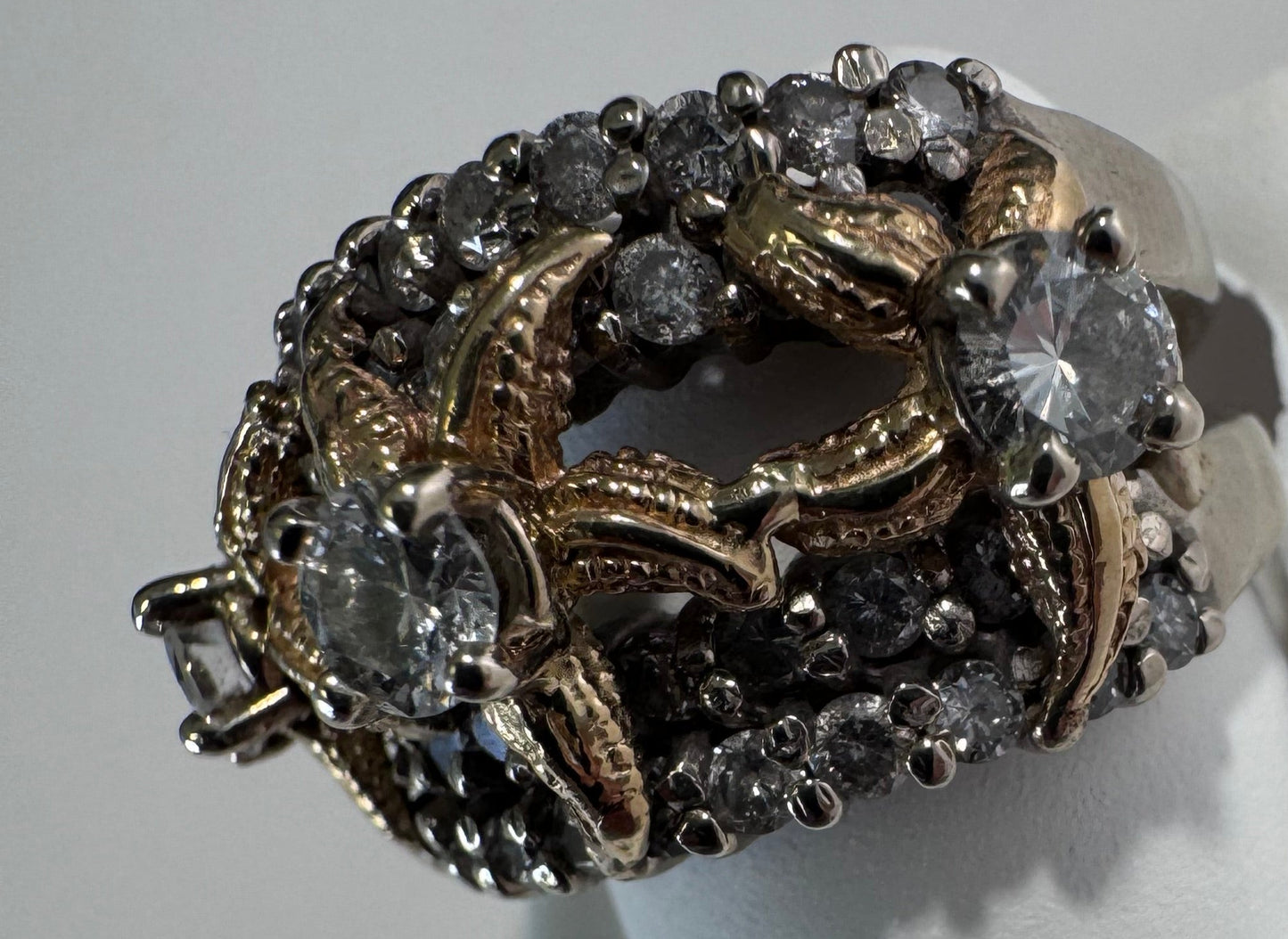 Estate 14K Two Tone Gold Diamond Starfish Ring 1.4ctw Vintage