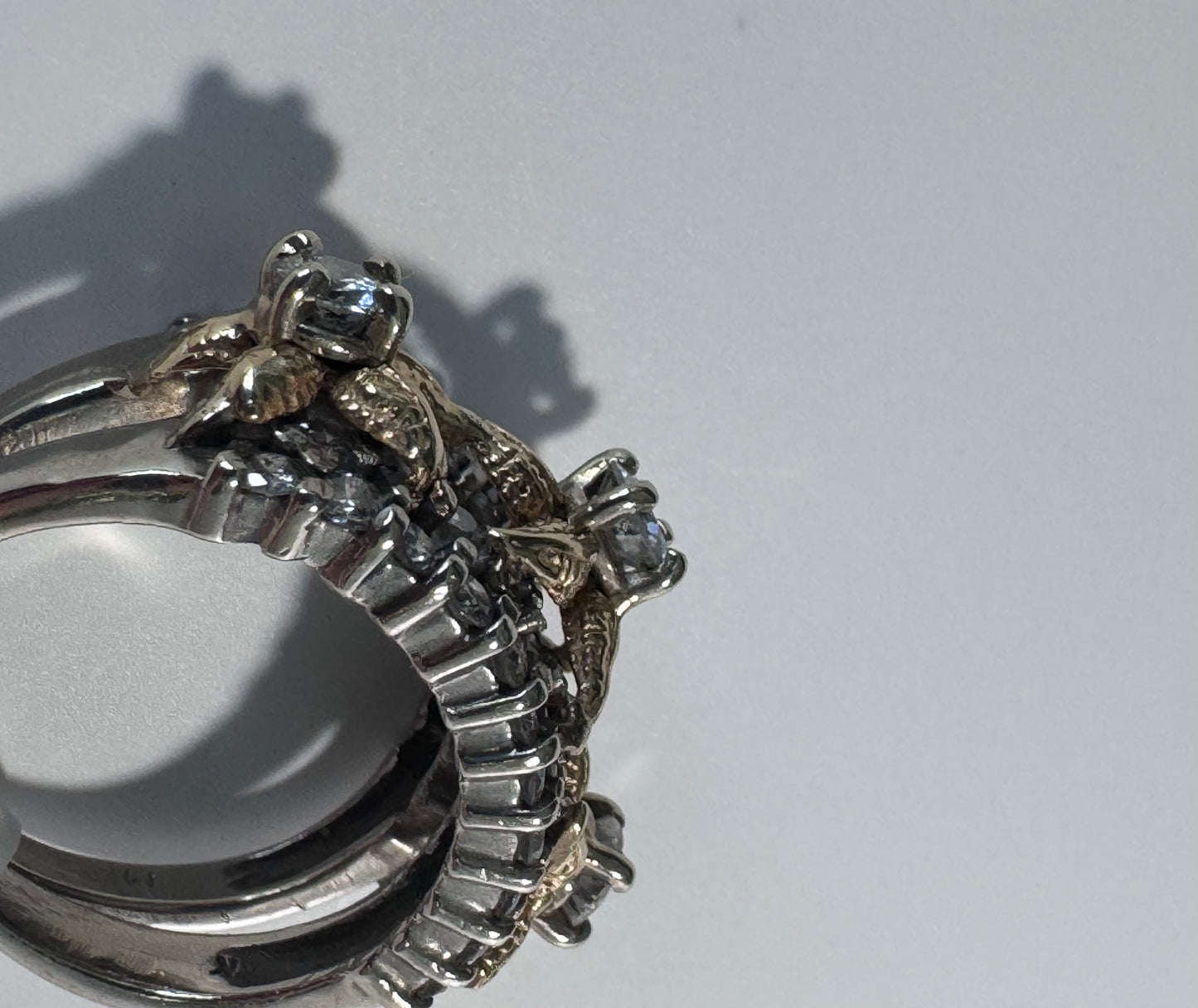 Estate 14K Two Tone Gold Diamond Starfish Ring 1.4ctw Vintage