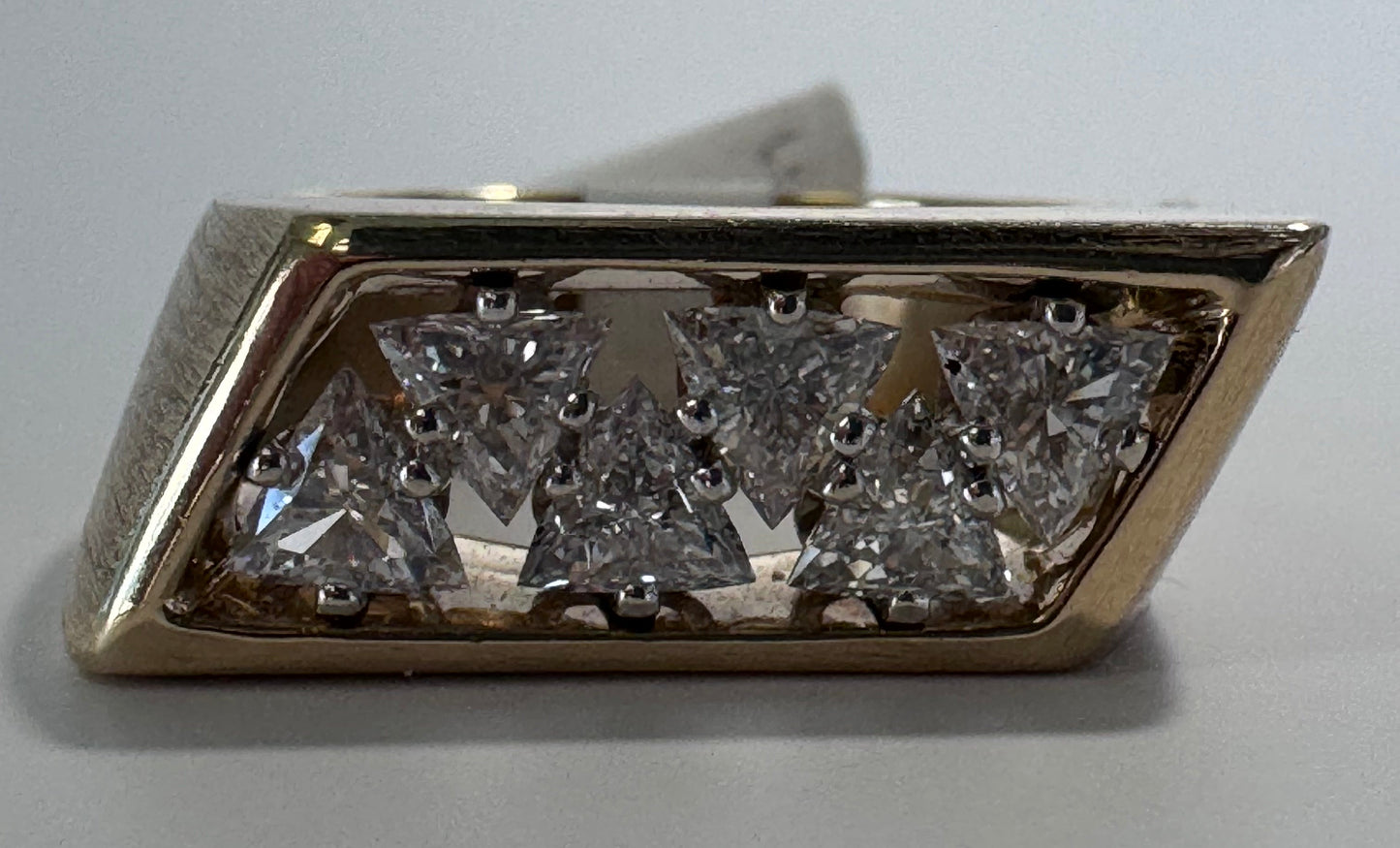 Bold Estate 14K Gold 1950s Diamond Band Ring Trilliant Cut
