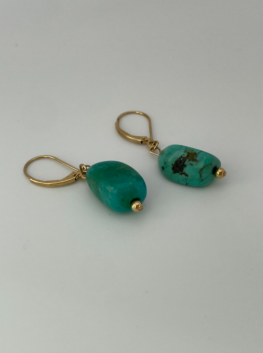 Vintage 14k Gold and Turquoise Dangle Earrings