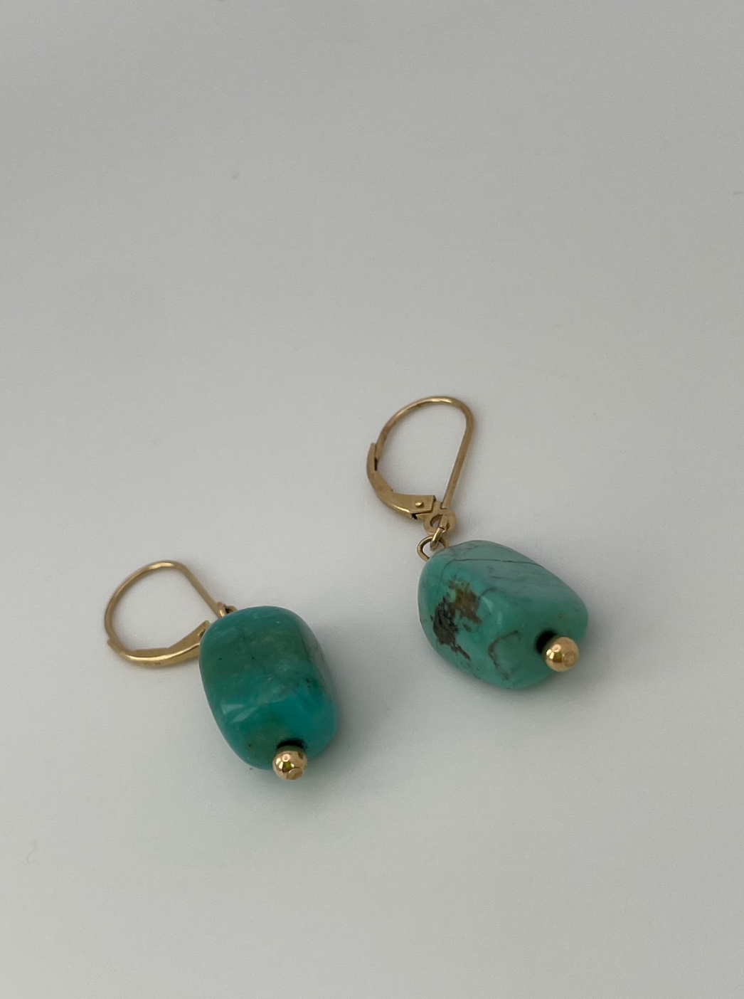 Vintage 14k Gold and Turquoise Dangle Earrings