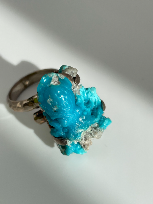 Abstract Sterling Silver and Carved Octopus Ring