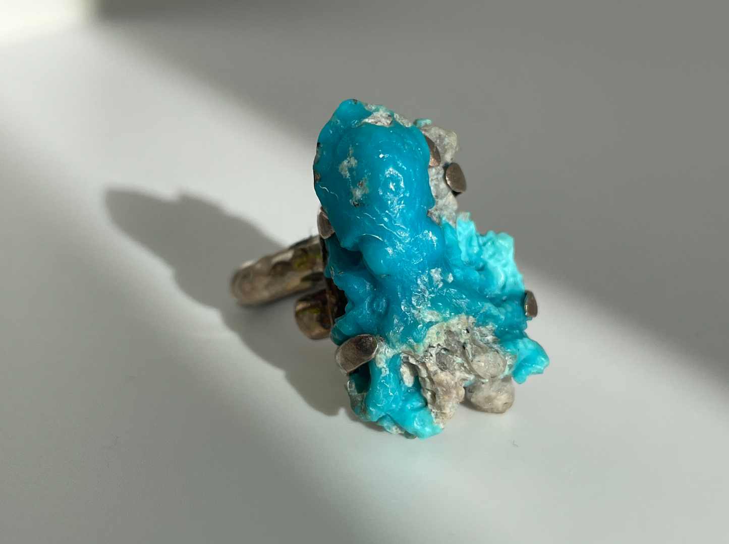 Abstract Sterling Silver and Carved Octopus Ring