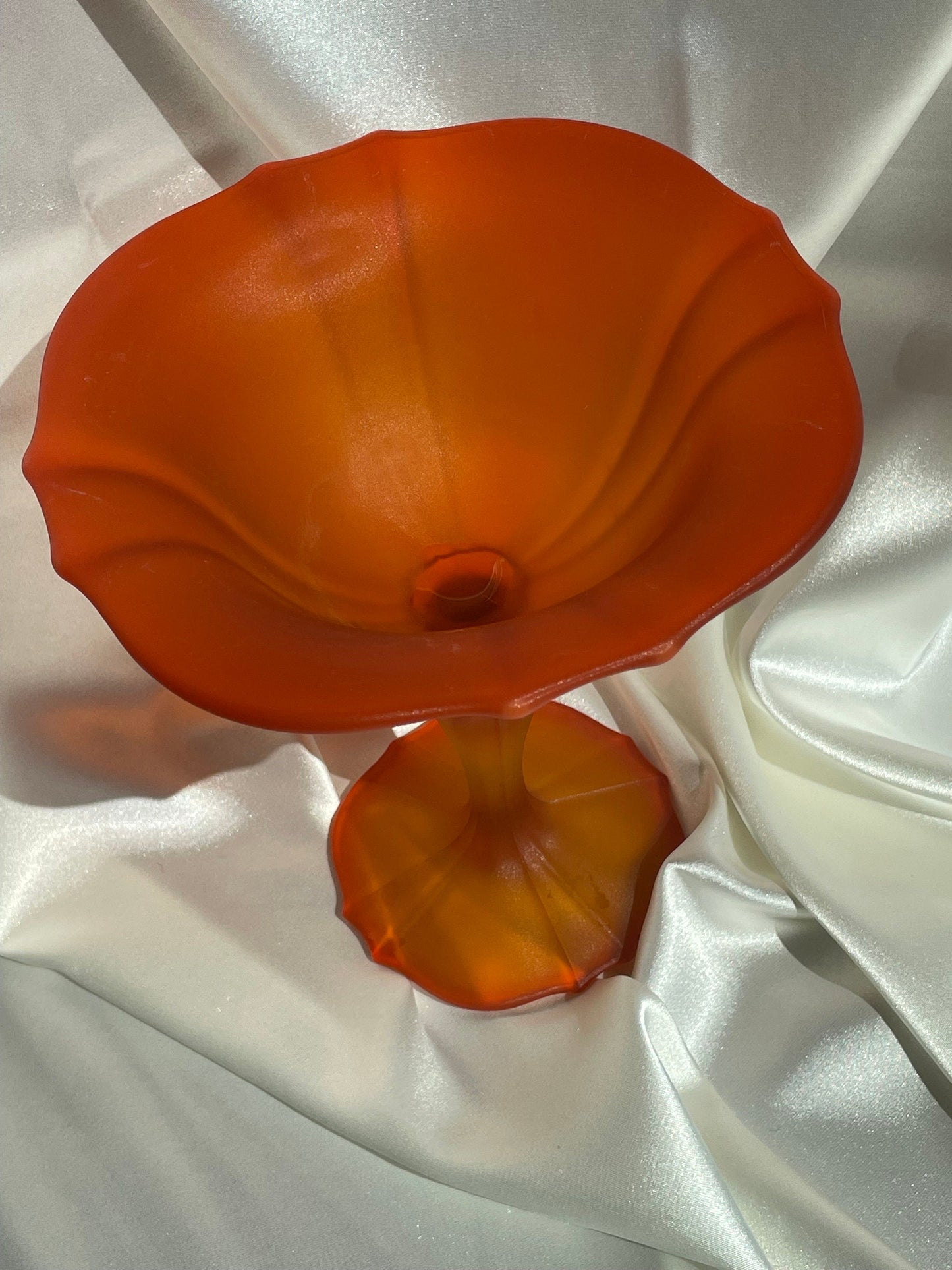 Vintage Art Glass Frosted Pedestal Dish