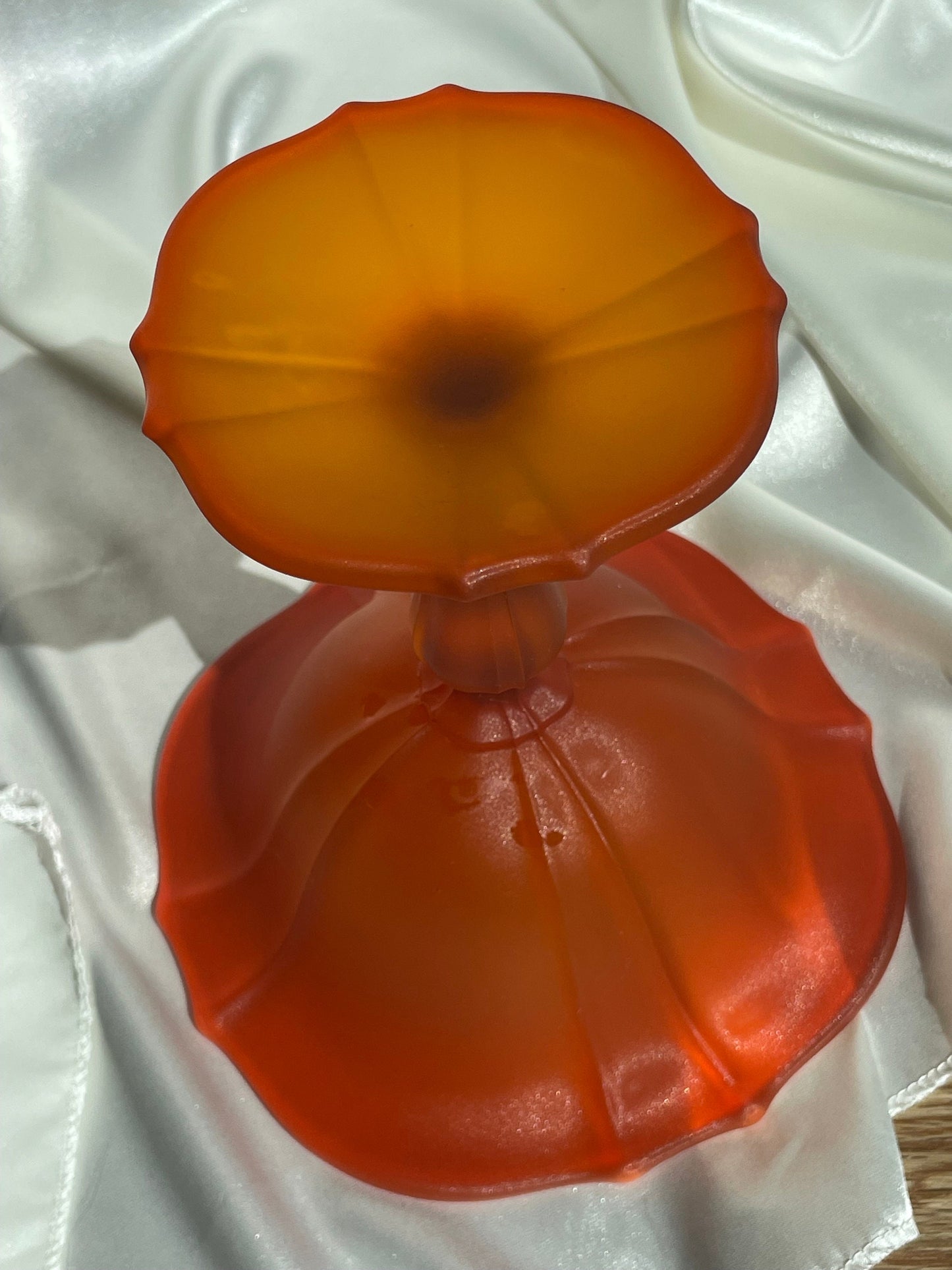Vintage Art Glass Frosted Pedestal Dish