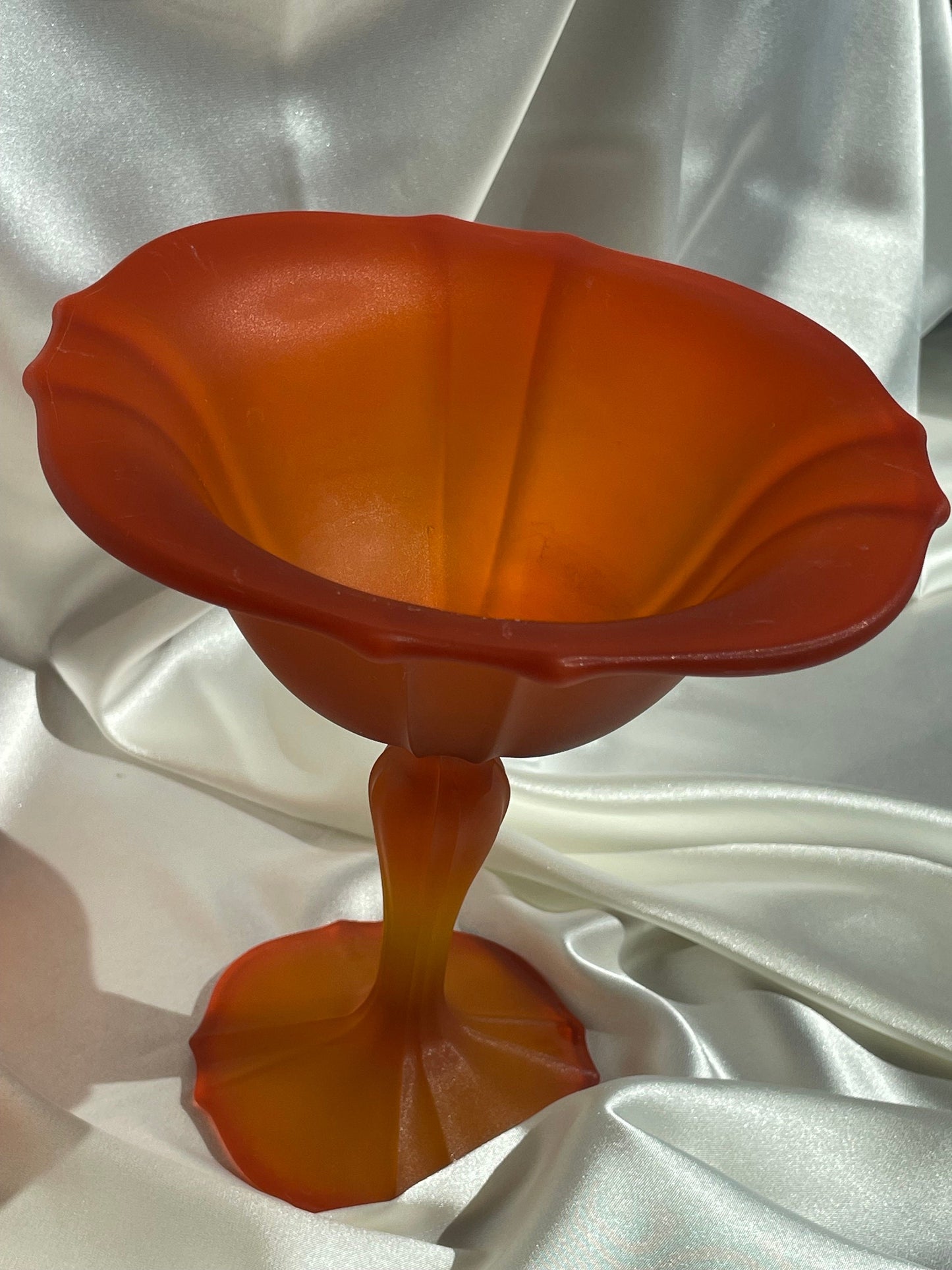 Vintage Art Glass Frosted Pedestal Dish