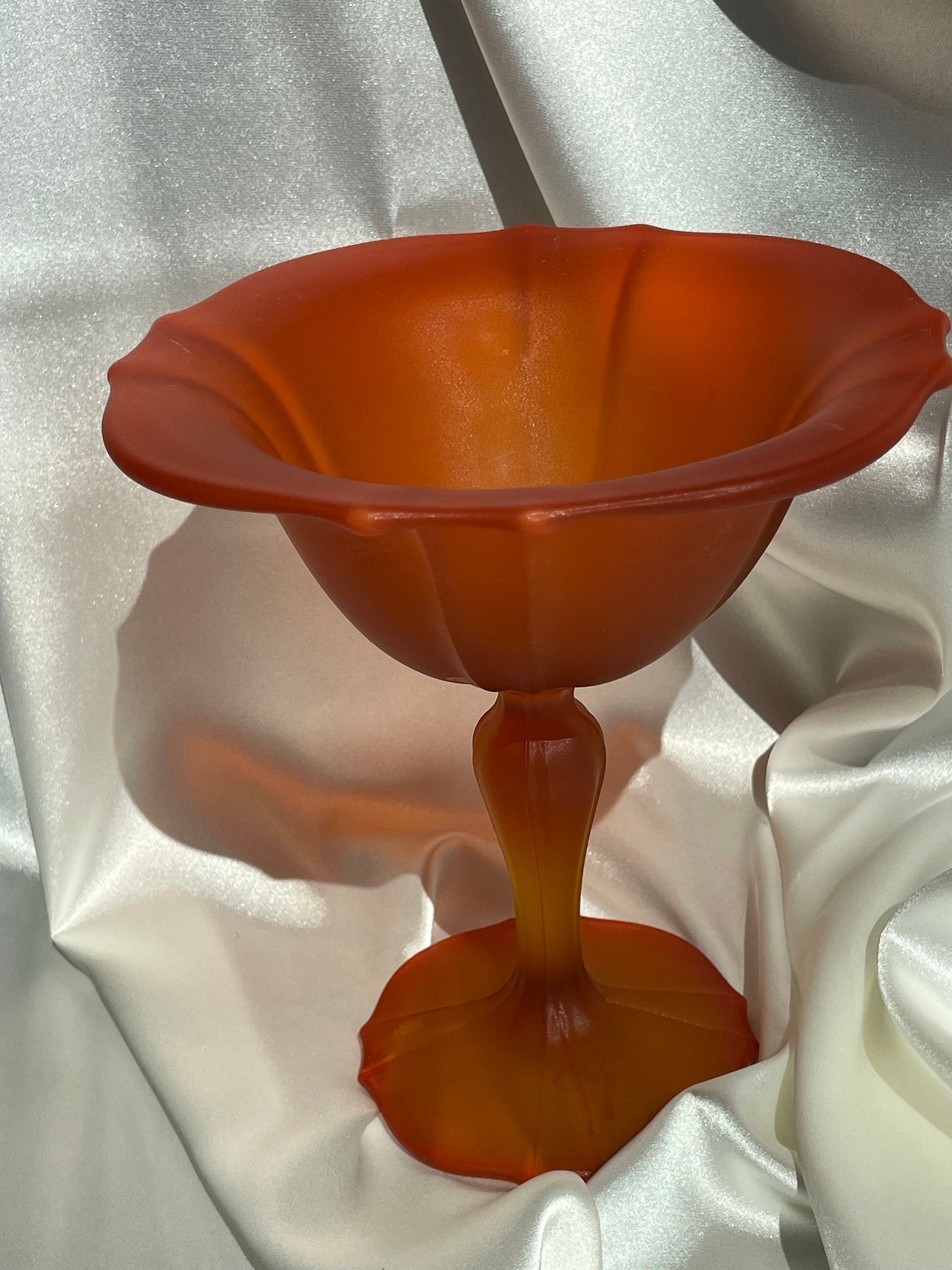 Vintage Art Glass Frosted Pedestal Dish