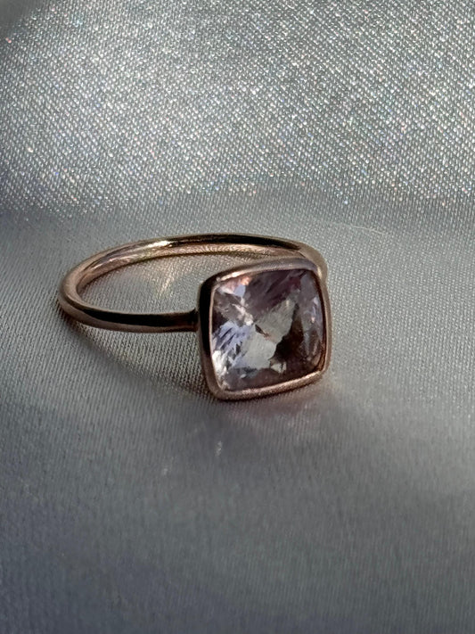 Estate 14k Rose Gold and Pink Emerald Engagement Ring