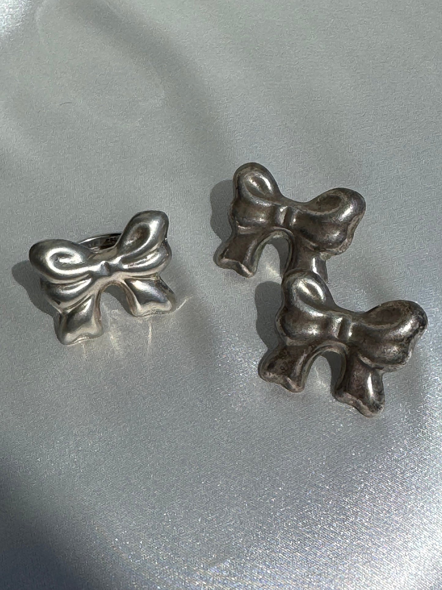 Vintage Sterling Silver Big Bow Earrings and Ring Set Taxco