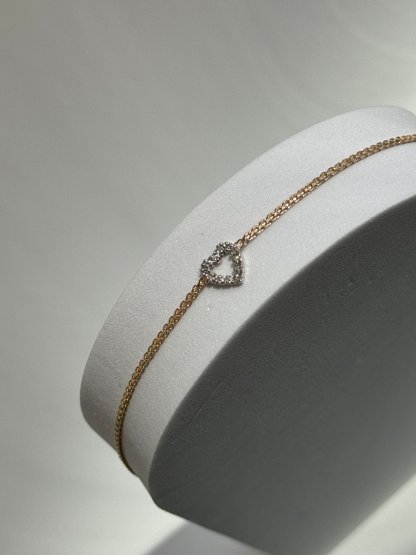 Vintage Estate Deadstock Heart Anklet in 14k and Diamonds Deadstock