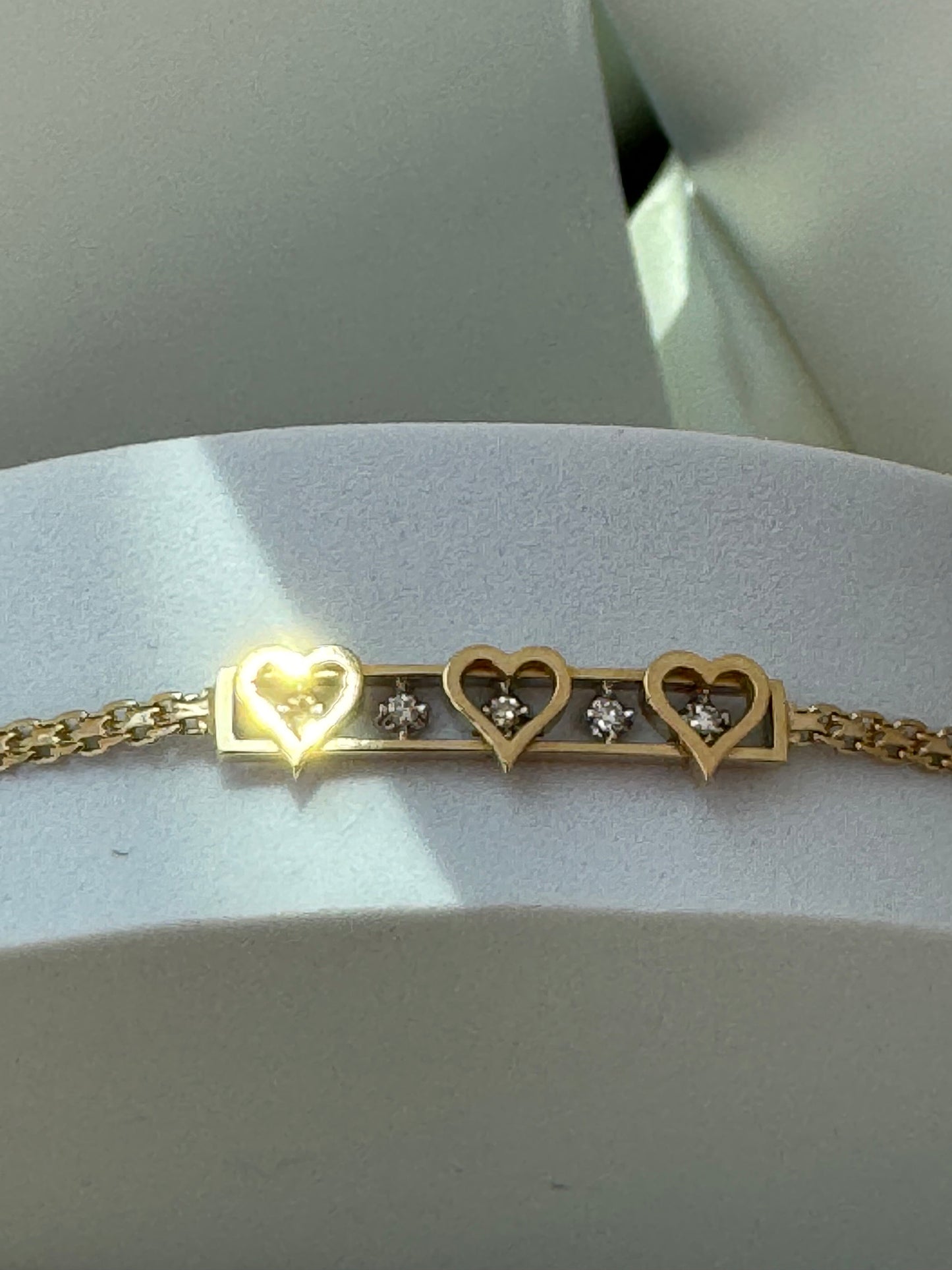 Vintage Estate Deadstock Diamond Heart Bar Anklet in 14k