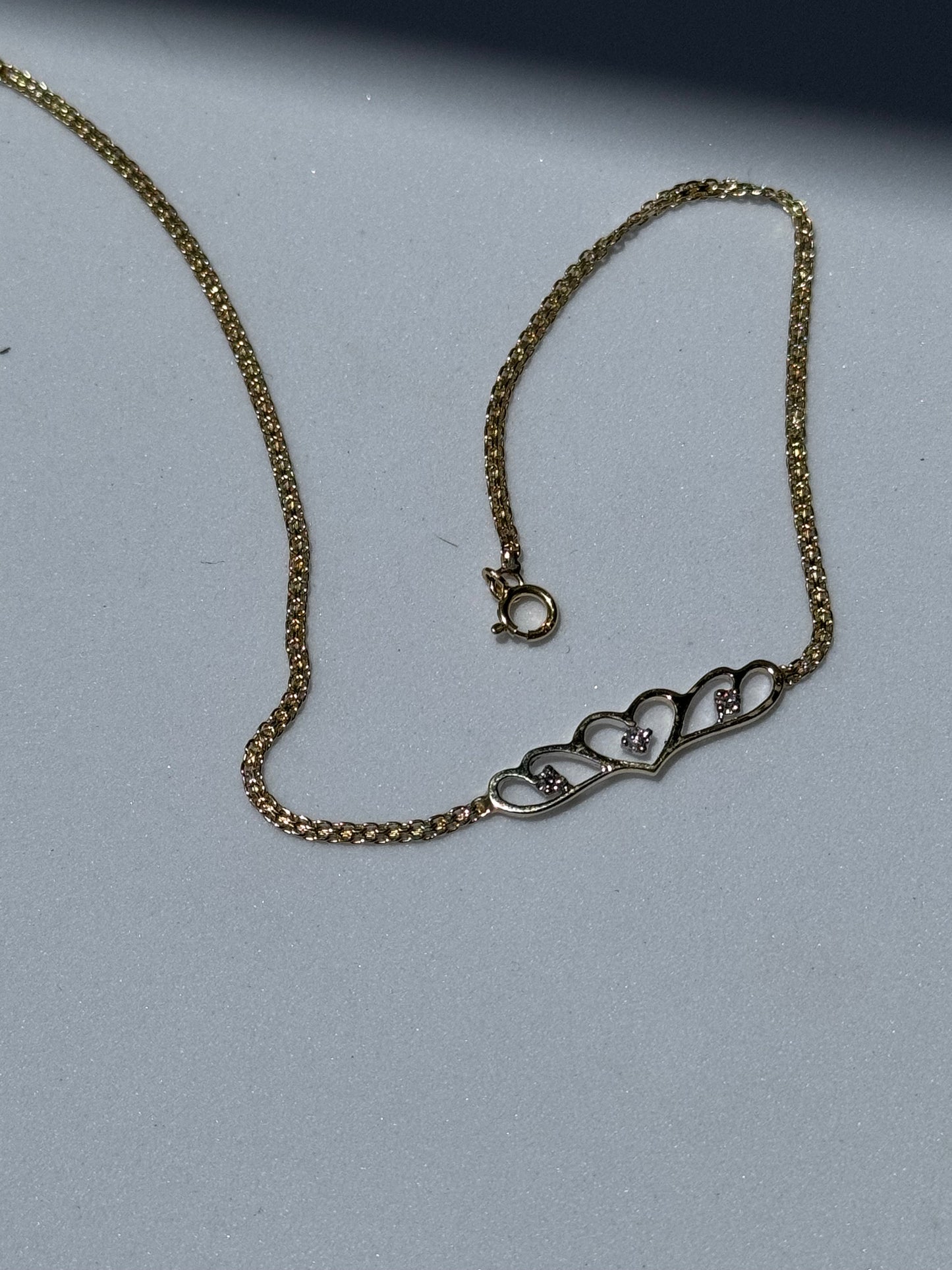 Vintage 1990’s Heart Anklet 14k Sapphire and Diamonds