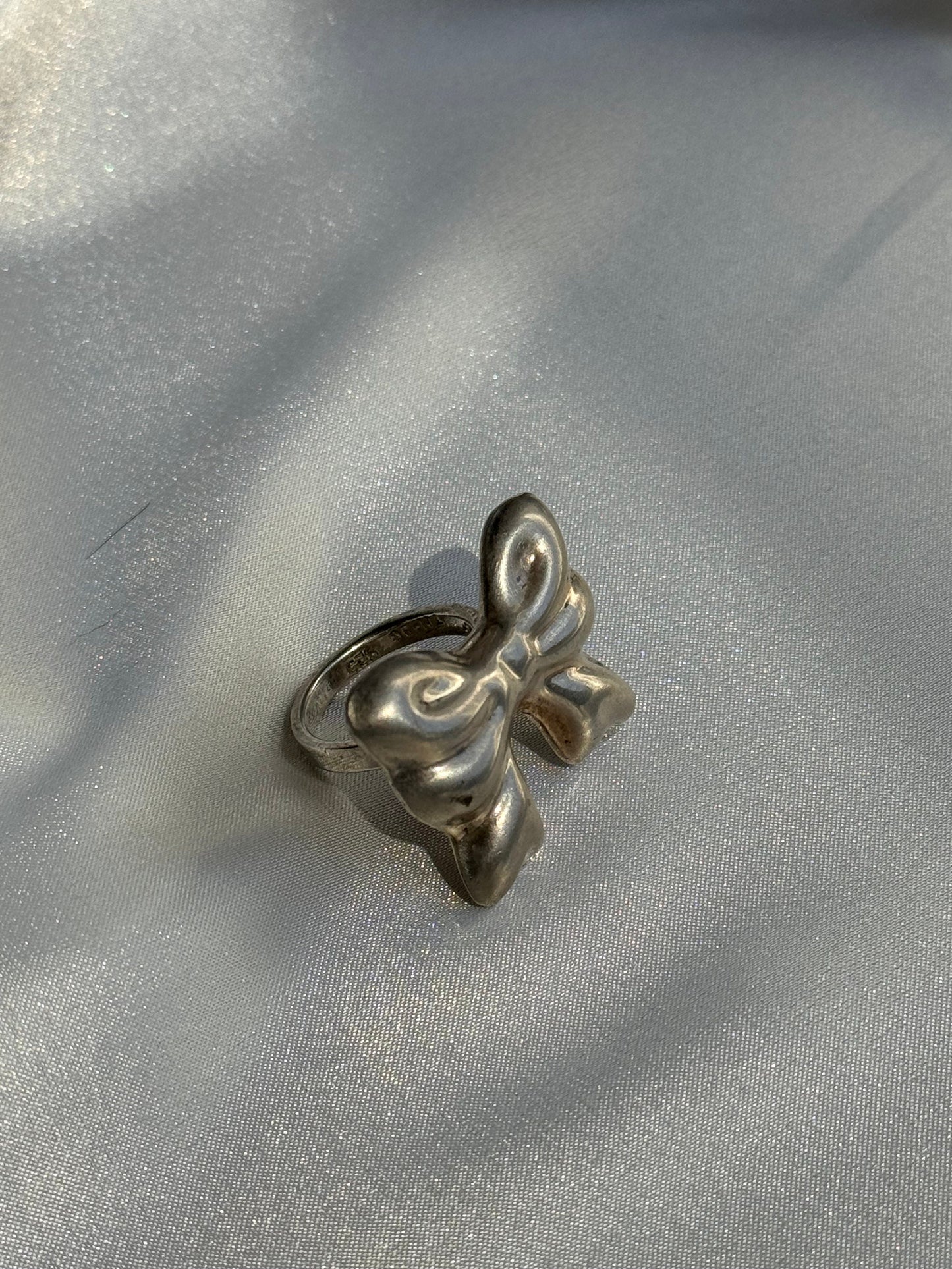 Vintage Sterling Silver Big Bow Earrings and Ring Set Taxco