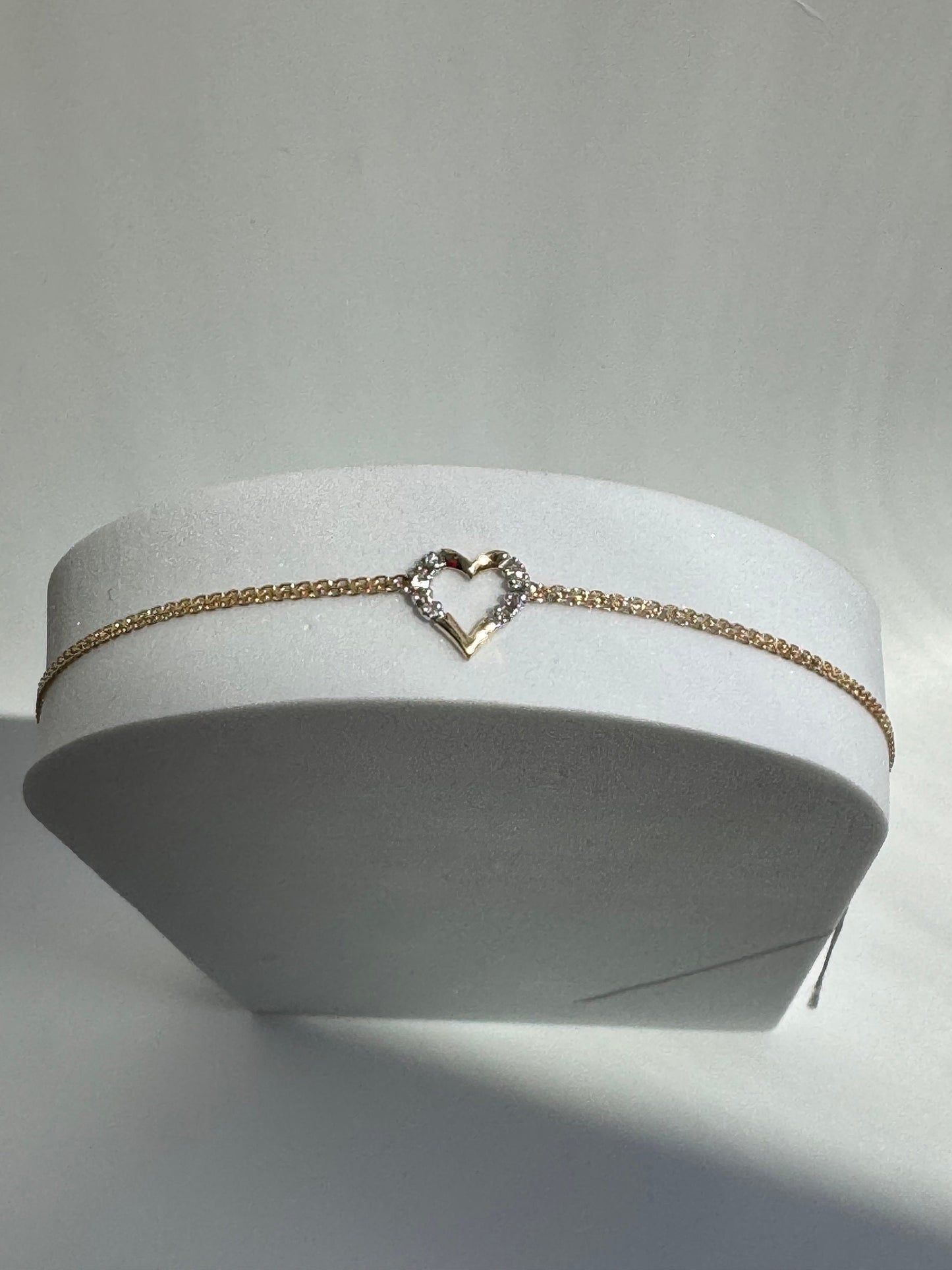 Vintage Estate Deadstock Heart Anklet in 14k and Diamonds