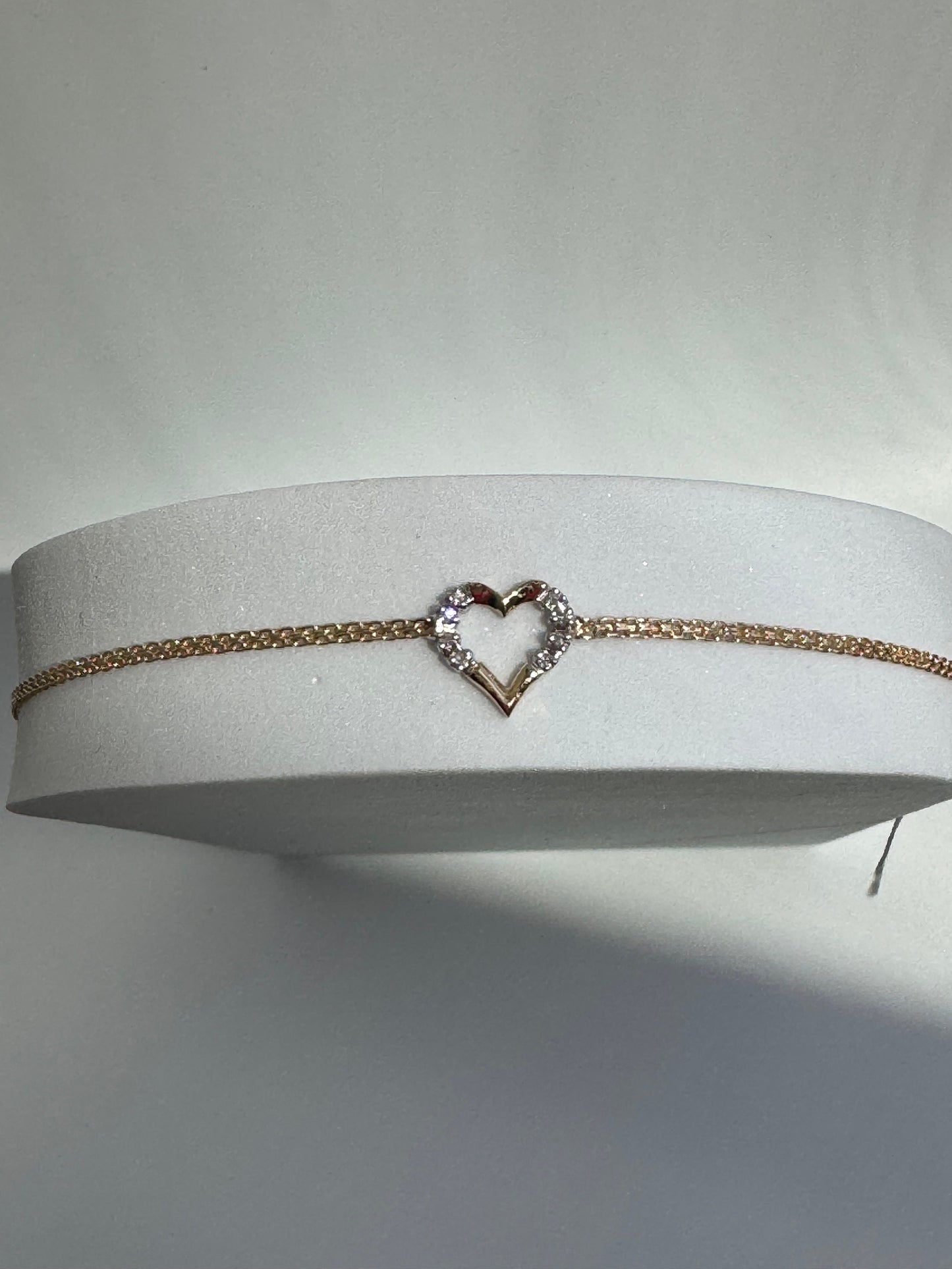 Vintage Estate Deadstock Heart Anklet in 14k and Diamonds