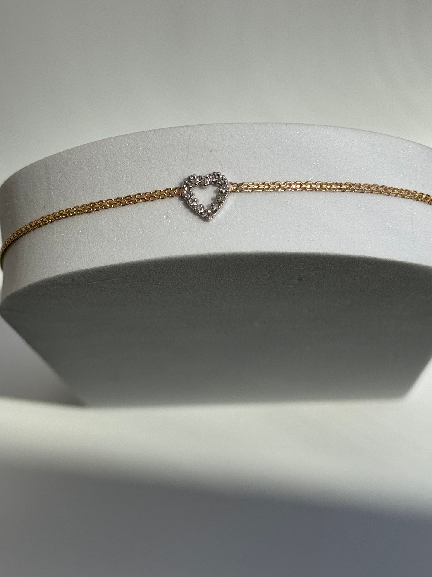 Vintage Estate Deadstock Heart Anklet in 14k and Diamonds Deadstock