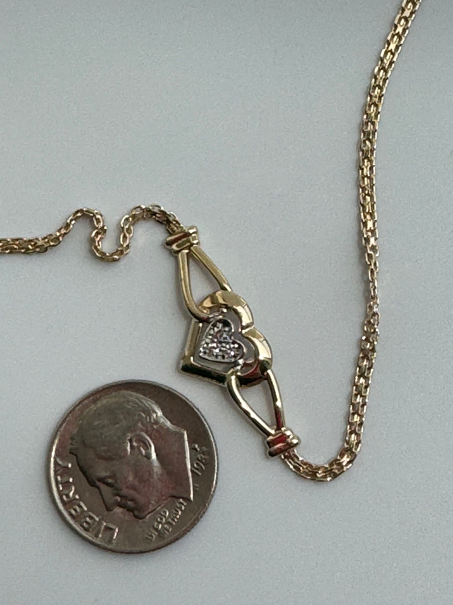 Vintage Estate Deadstock Heart Anklet in 14k and Diamonds