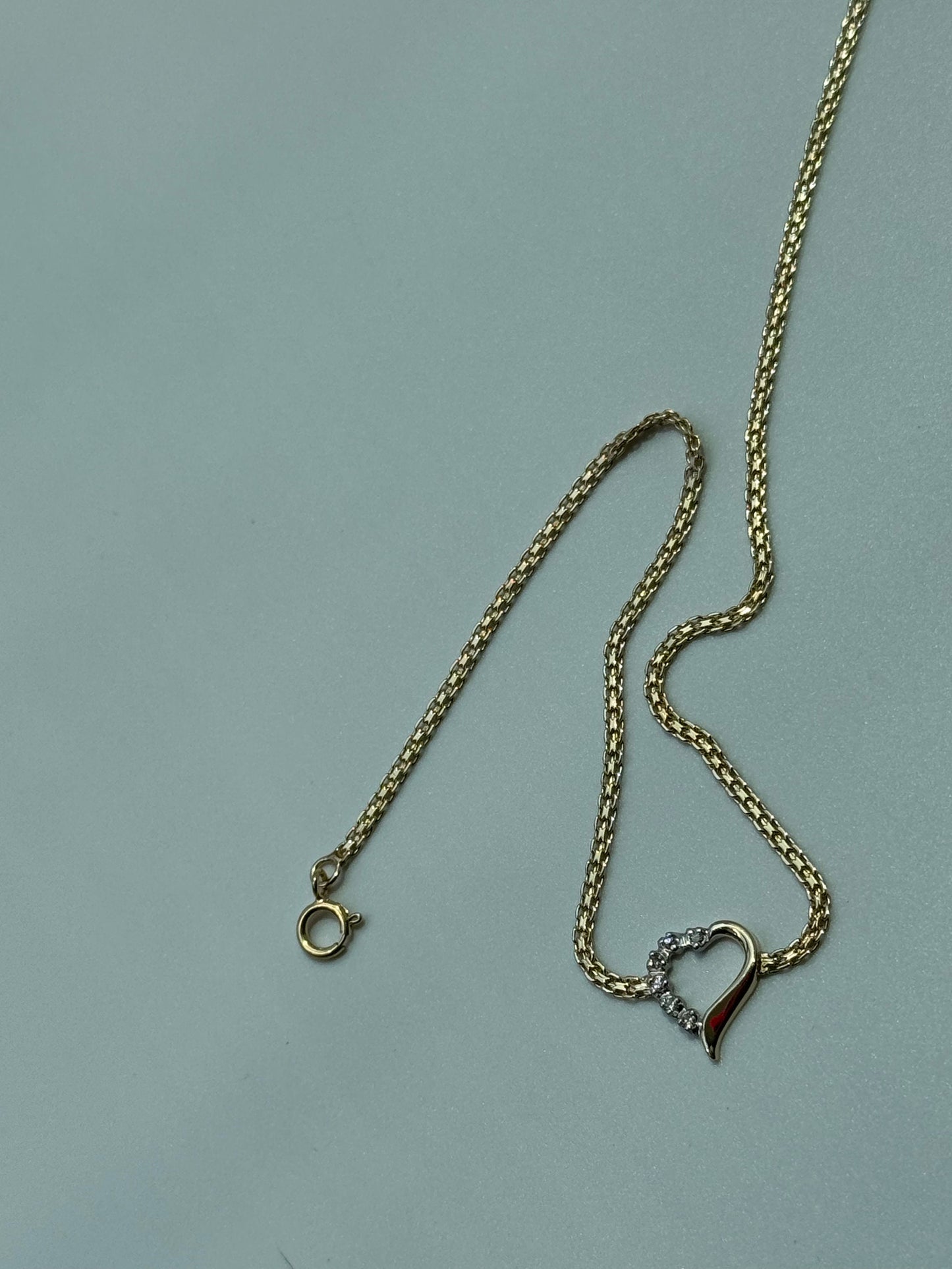 Vintage Estate Deadstock Heart Swirly Anklet in 14k and Diamonds