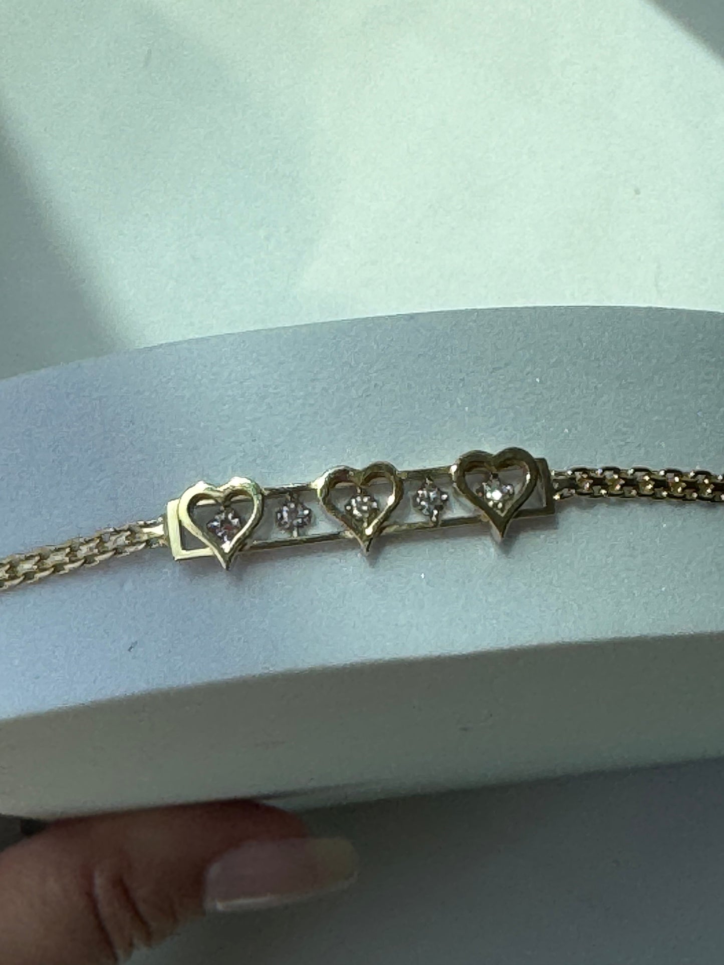 Vintage Estate Deadstock Diamond Heart Bar Anklet in 14k
