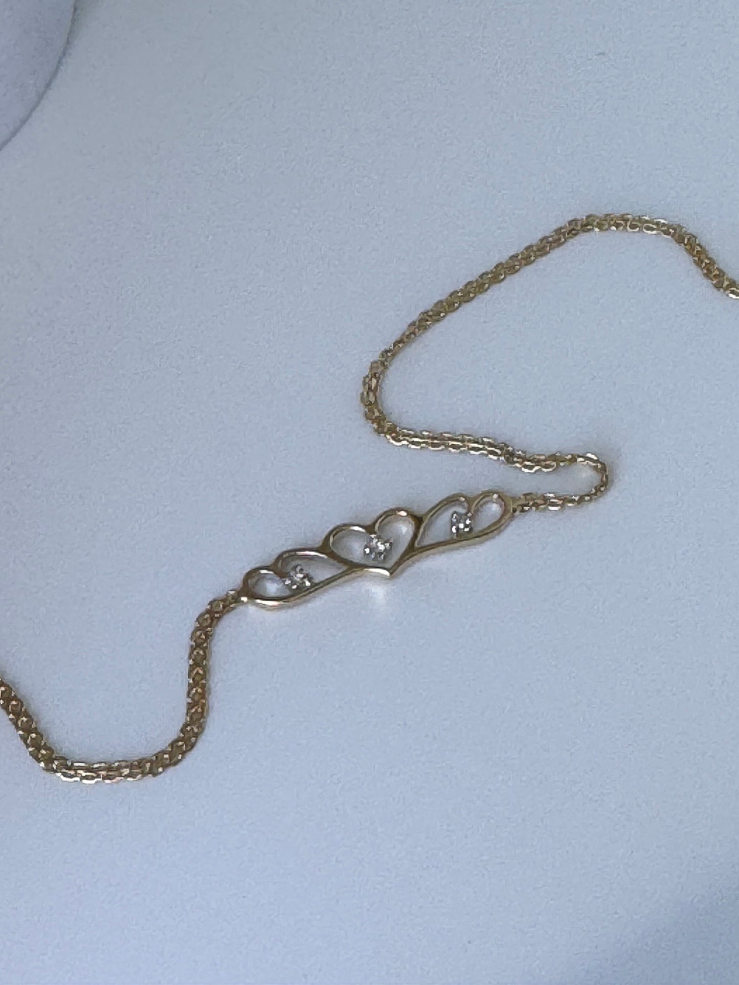 Vintage 1990’s Heart Anklet 14k Sapphire and Diamonds