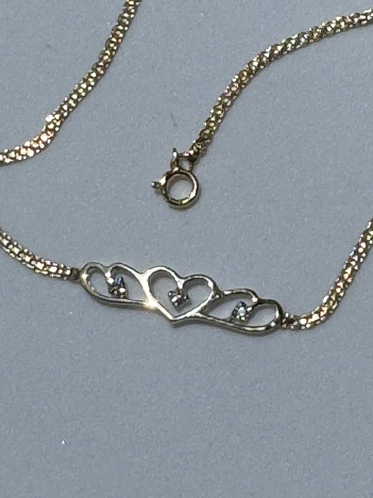 Vintage 1990’s Heart Anklet 14k Sapphire and Diamonds