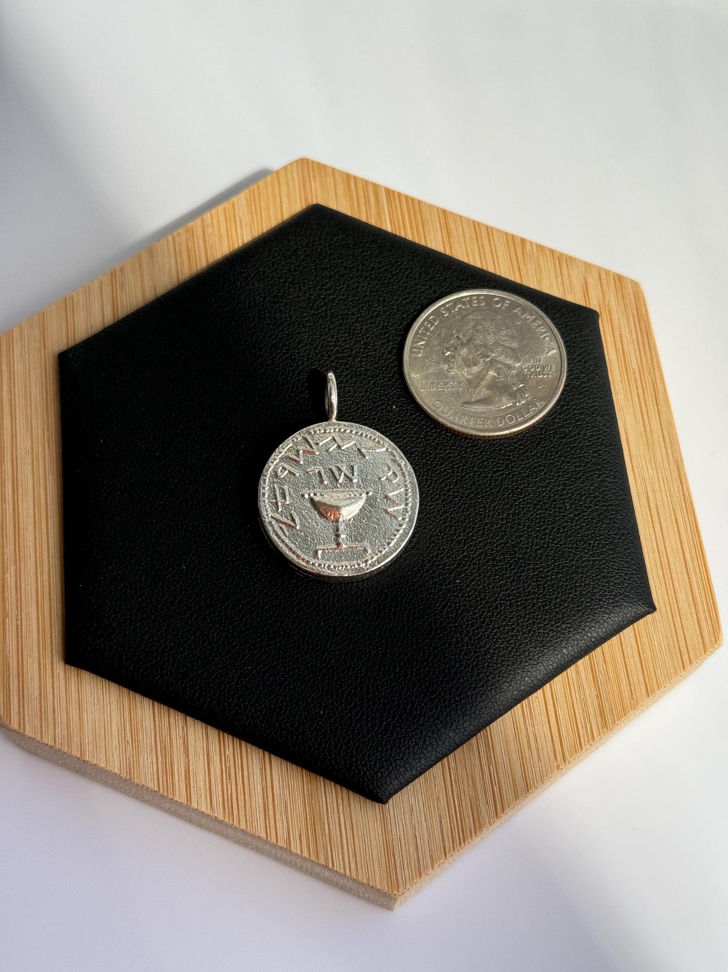 Ancient Jewish Sterling Silver Shekel Pendant from the First Revolt