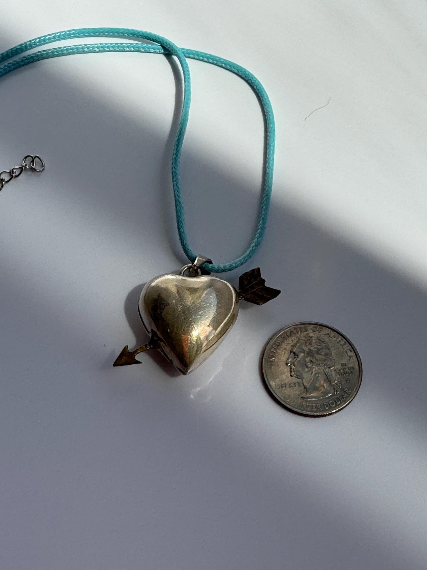 Vintage Taxco Mexico Sterling Heart and Arrow Musical Pendant