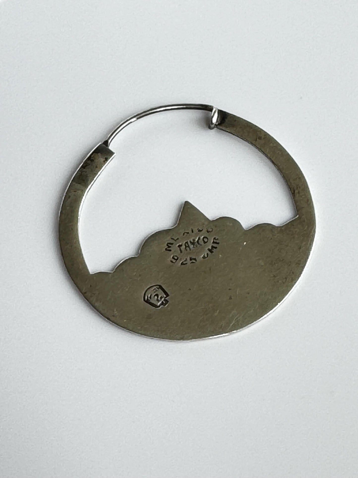 Vintage Sterling Silver Taxco Mexico Hoop Earrings with Lotus Flower Design