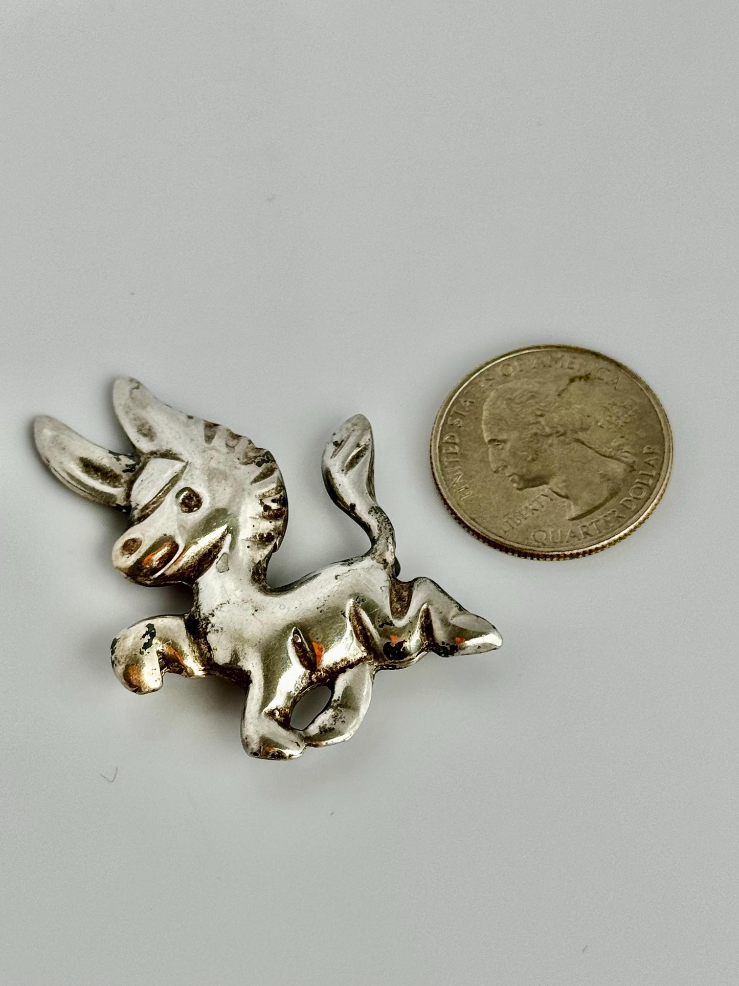 Vintage 1940s Donkey Burro Pin Mexican Sterling Silver SET