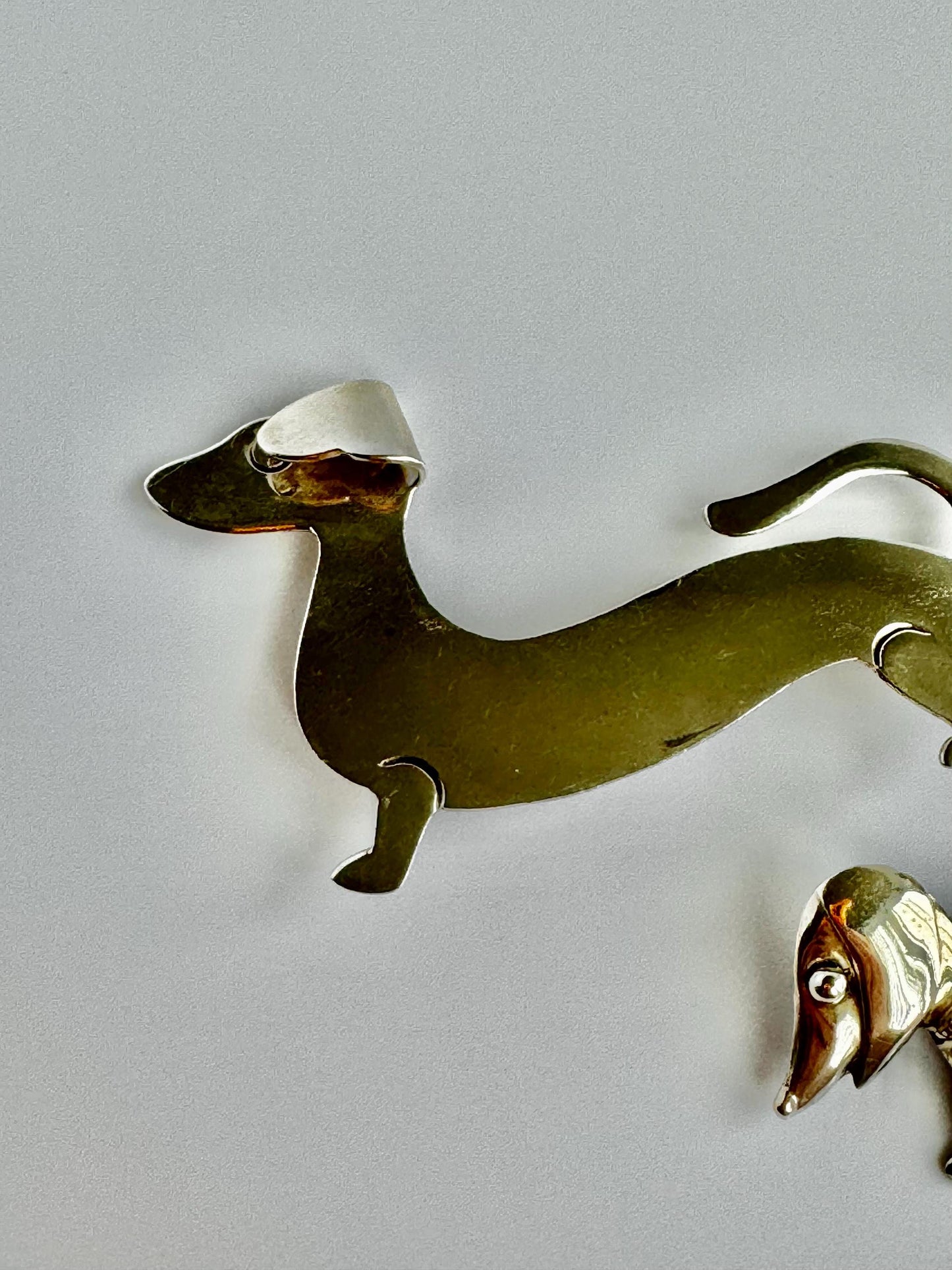 Set of Vintage Sterling Silver Dachshund Pins from Mexico