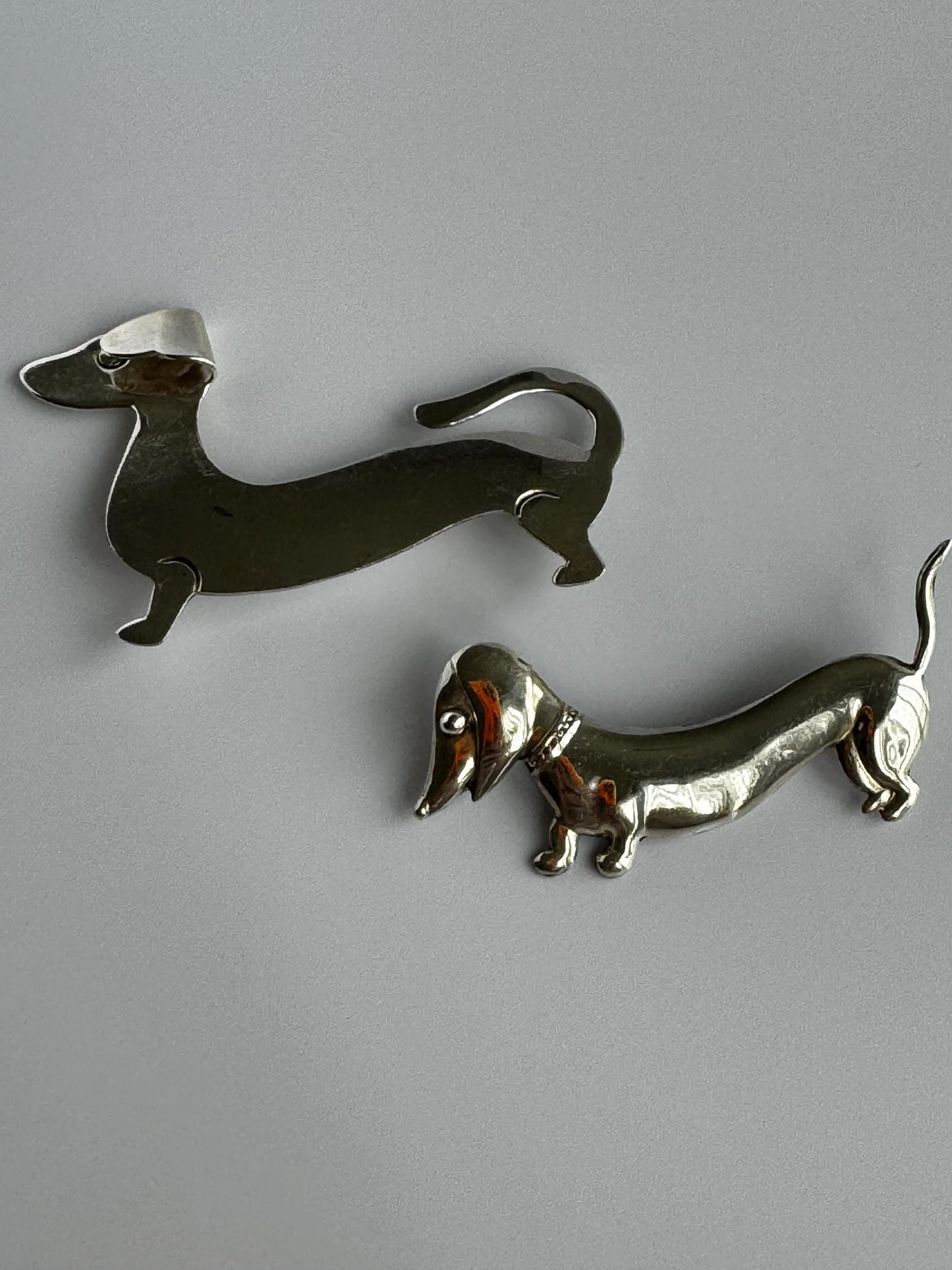 Set of Vintage Sterling Silver Dachshund Pins from Mexico