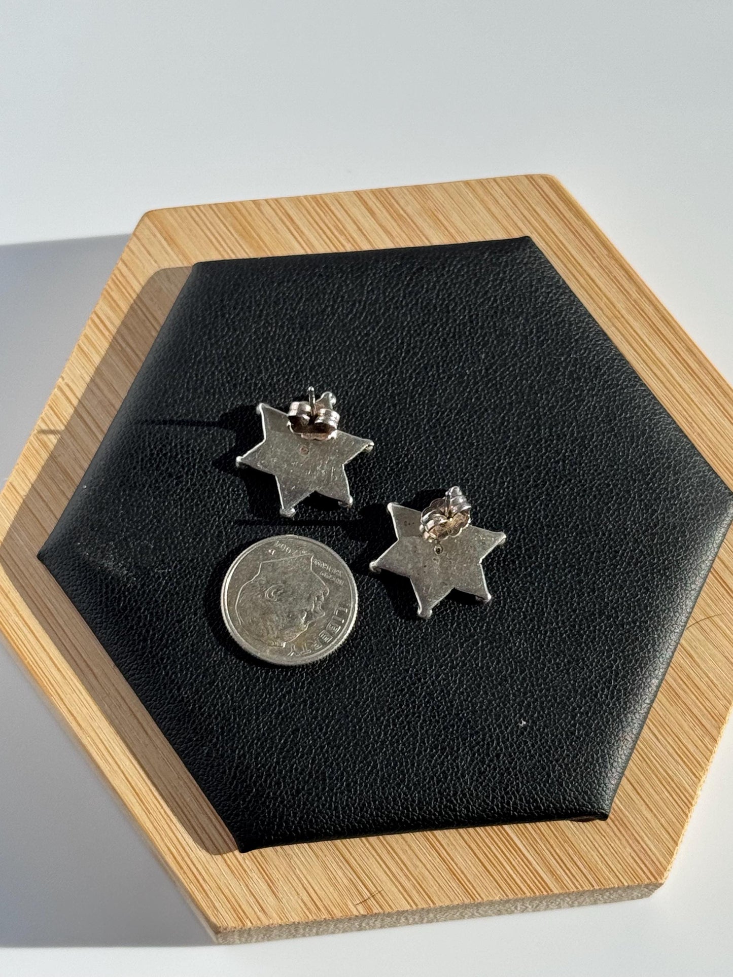 Vintage Bohemian Star of David Earrings in Sterling 14k and Garnet