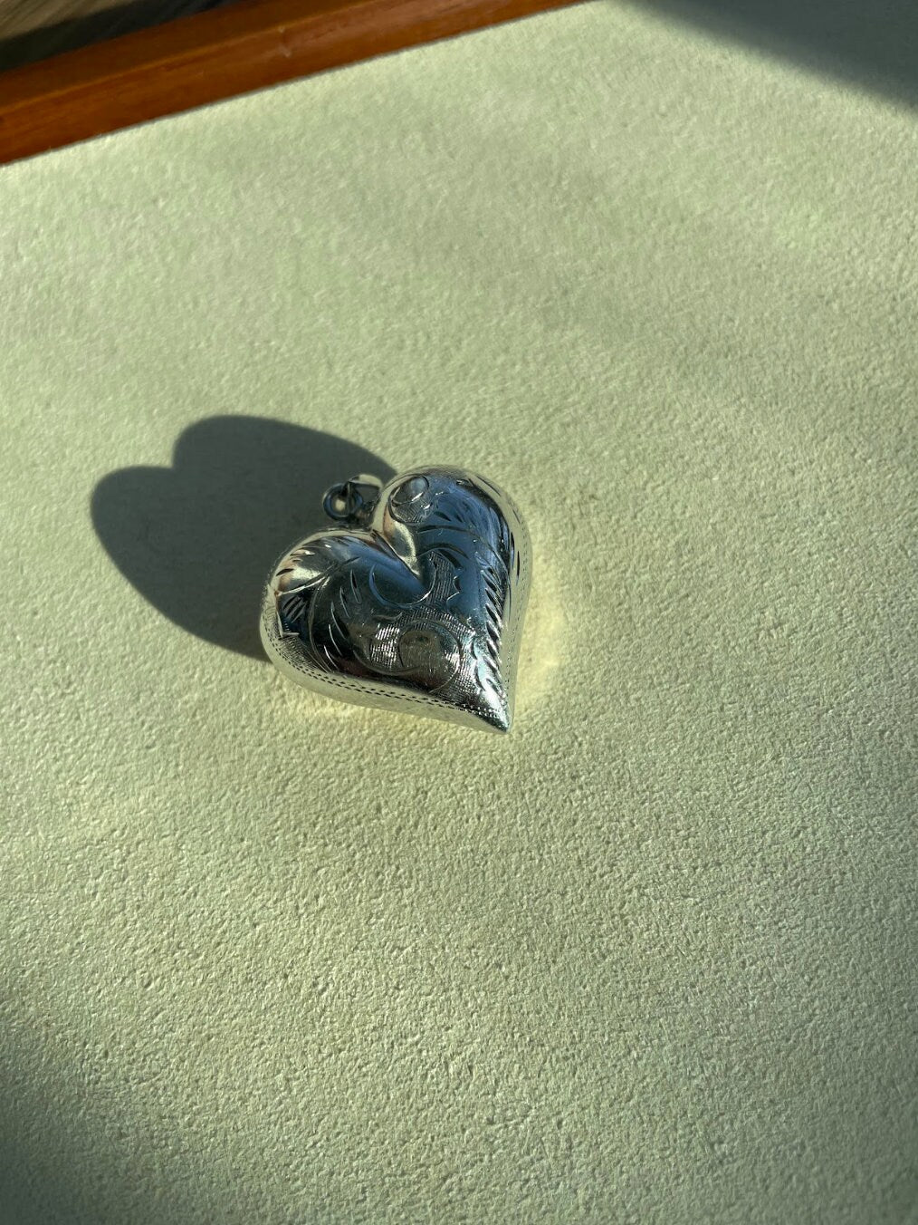 Vintage Sterling Southwestern Puffy Heart Pendant with Scroll Work